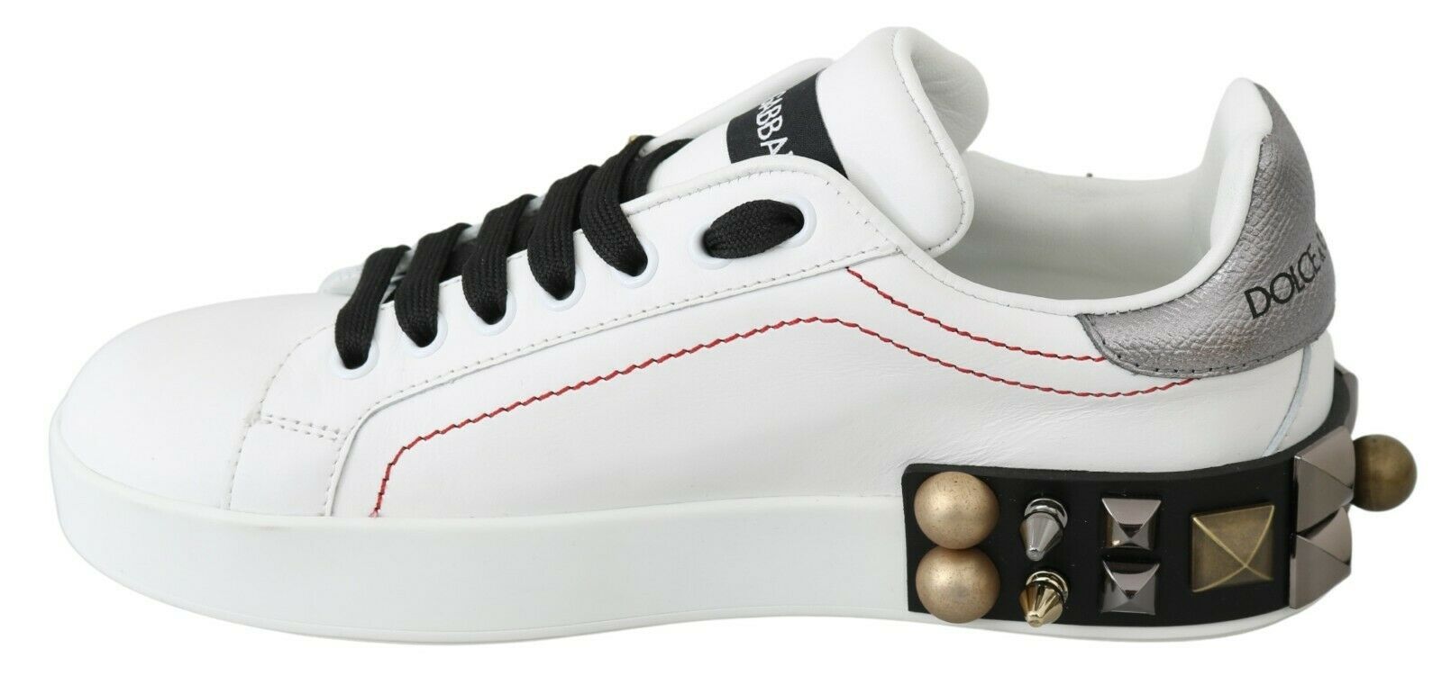 Dolce & Gabbana White Leather Crystal Roses Floral Sneakers Shoes Dolce & Gabbana