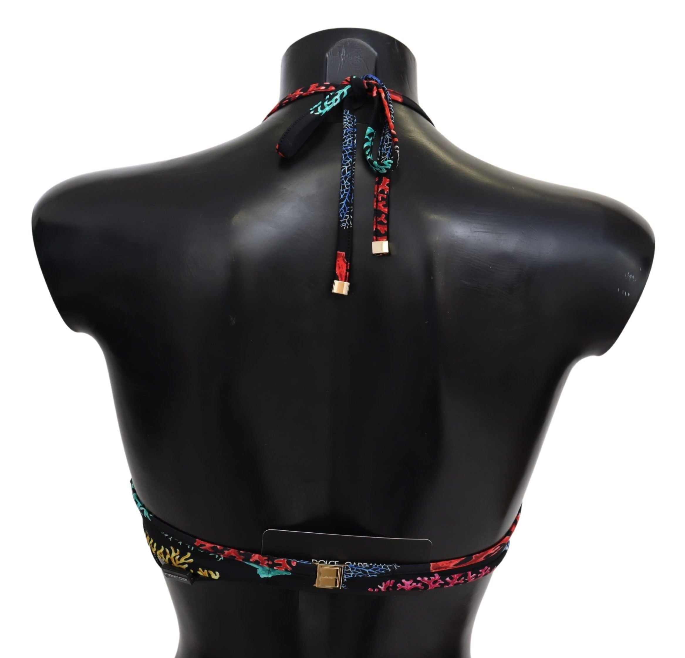 Dolce & Gabbana Black Corals Print Women Beachwear Bikini Tops Dolce & Gabbana
