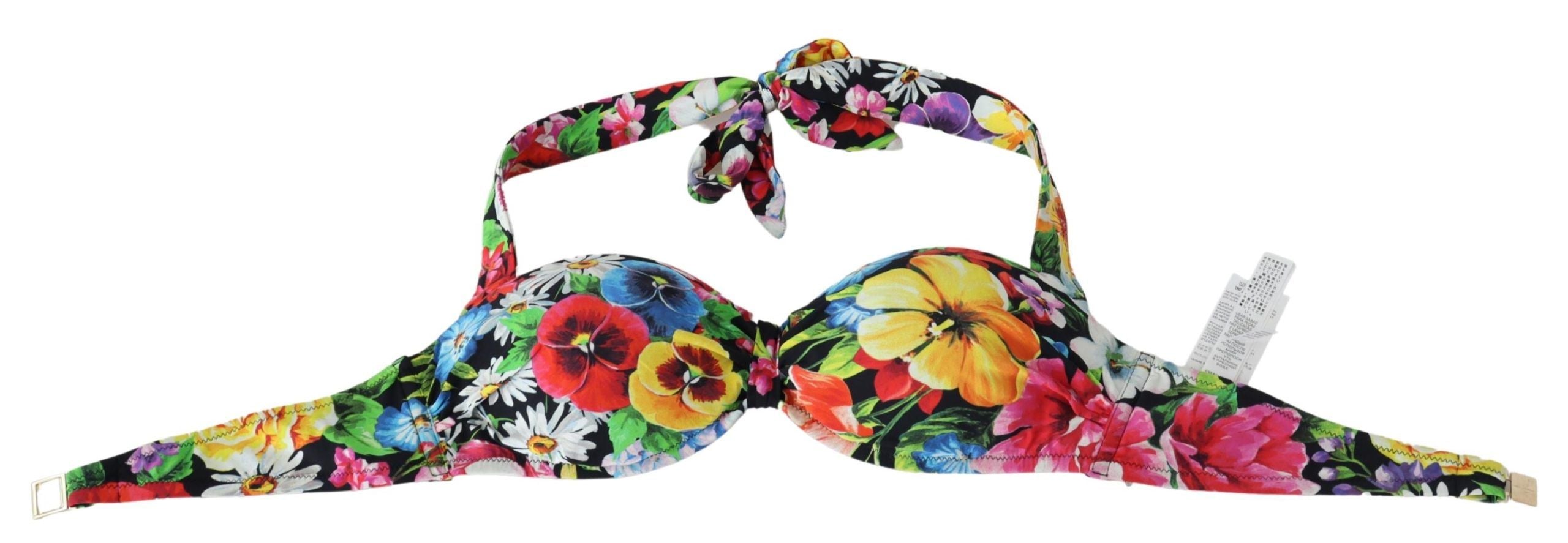 Dolce & Gabbana Multicolor Floral Print Swimwear Bikini Tops Dolce & Gabbana