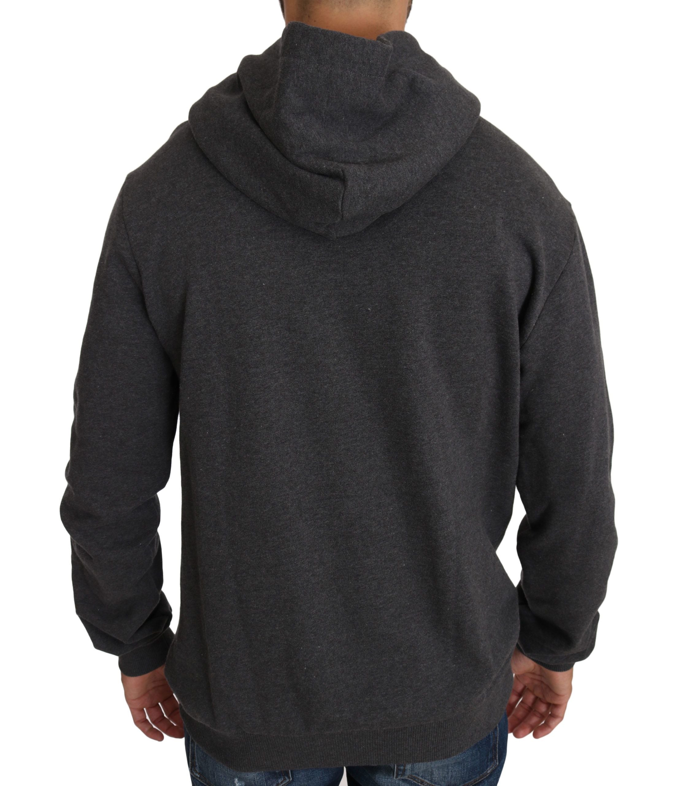 Dolce & Gabbana Gray Hooded Red Crystal Heart Gun Sweater Dolce & Gabbana