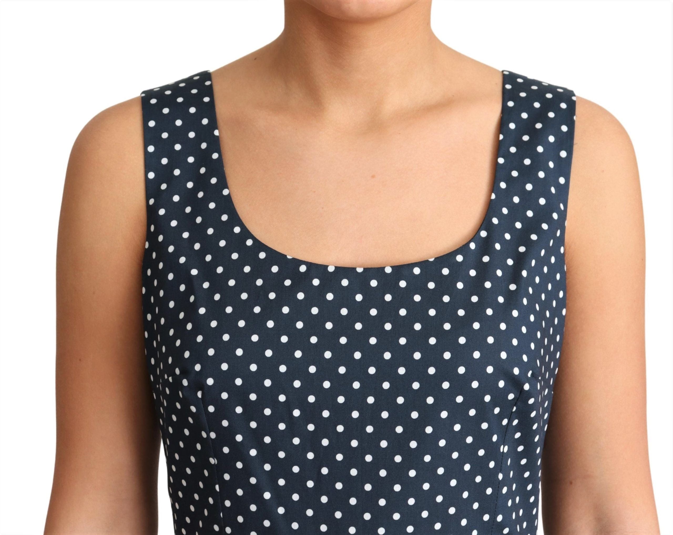 Dolce & Gabbana Blue Dotted Cotton A-Line Gown Dress Dolce & Gabbana