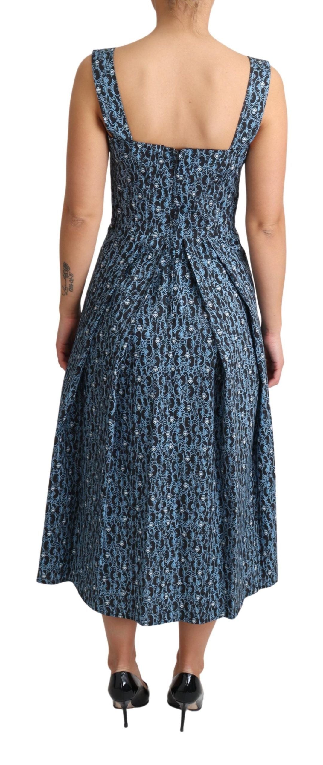 Dolce & Gabbana Blue Heart Cotton A-Line Stretch Dress Dolce & Gabbana