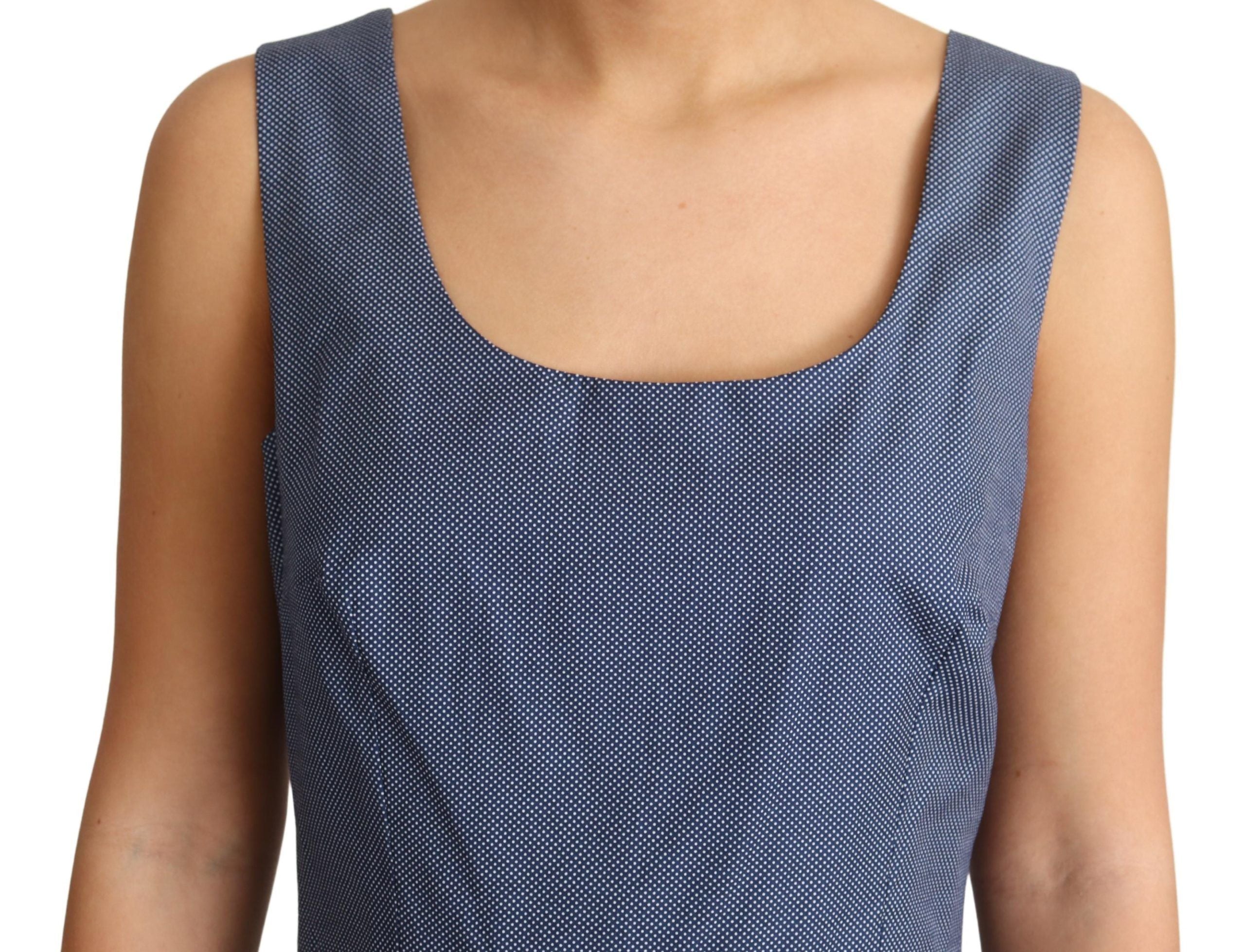 Dolce & Gabbana Blue Polka Cotton A-Line Stretch Dress Dolce & Gabbana