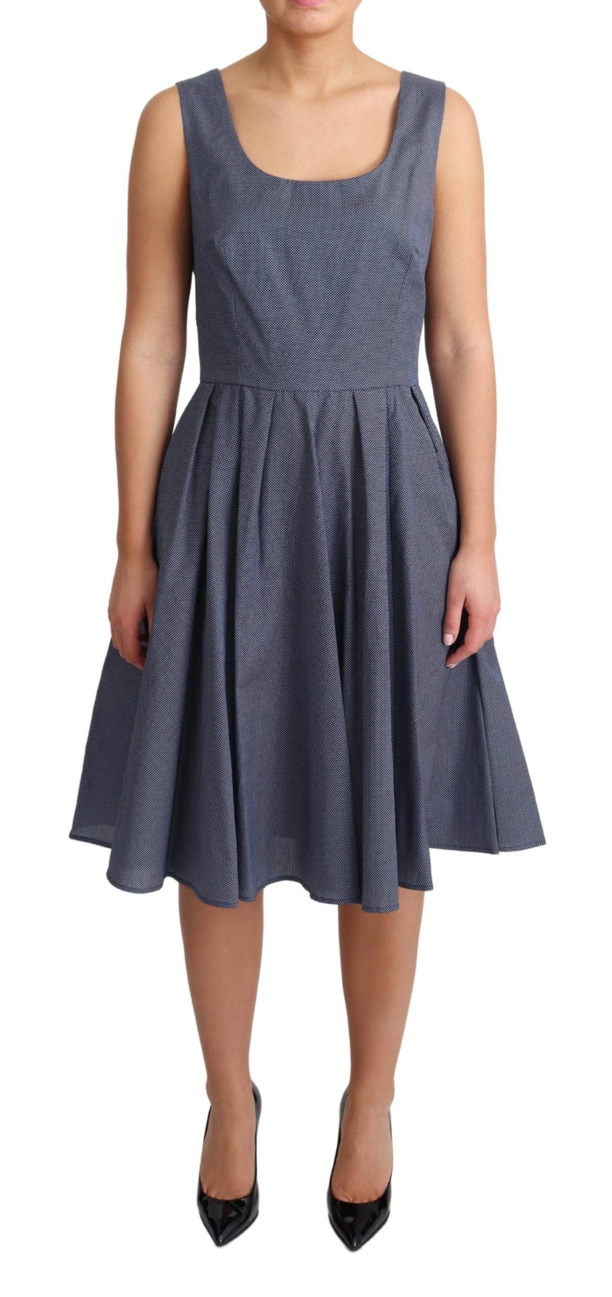 Dolce & Gabbana Blue Polka Cotton A-Line Stretch Dress Dolce & Gabbana