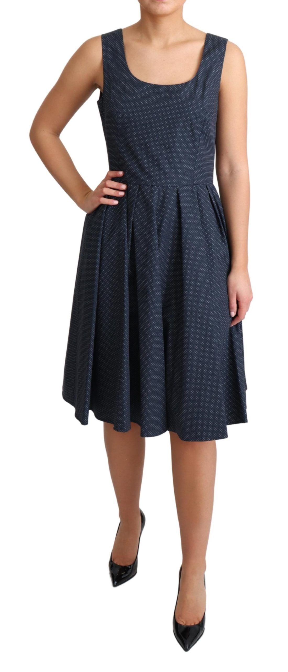 Dolce & Gabbana Blue Polka Dotted Cotton A-Line Dress Dolce & Gabbana