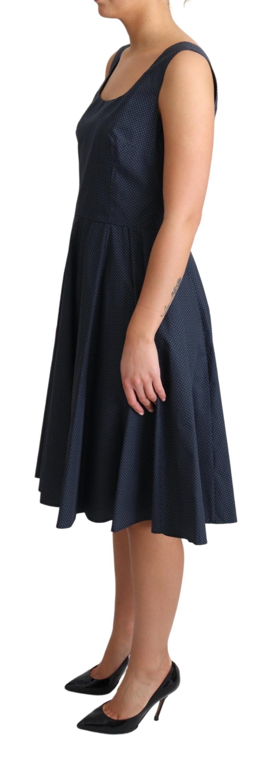 Dolce & Gabbana Blue Polka Dotted Cotton A-Line Dress Dolce & Gabbana