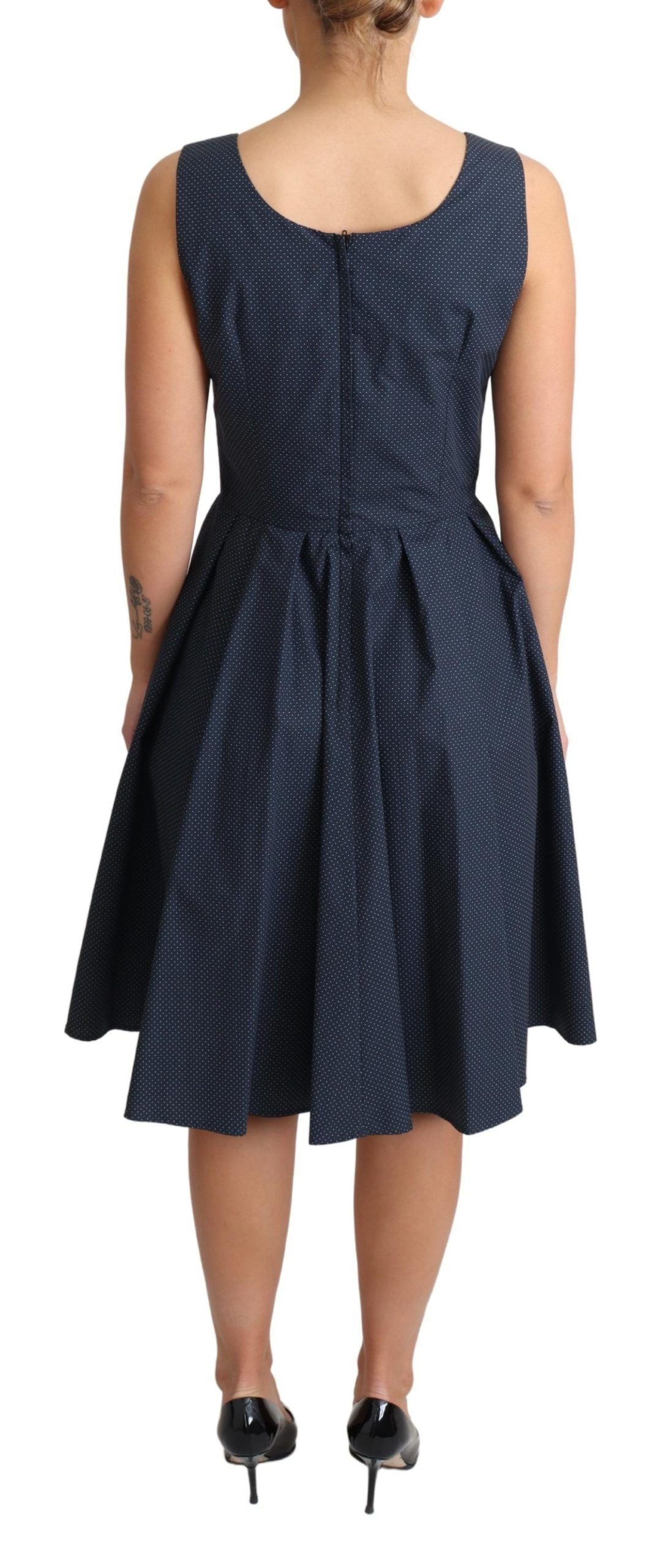 Dolce & Gabbana Blue Polka Dotted Cotton A-Line Dress Dolce & Gabbana