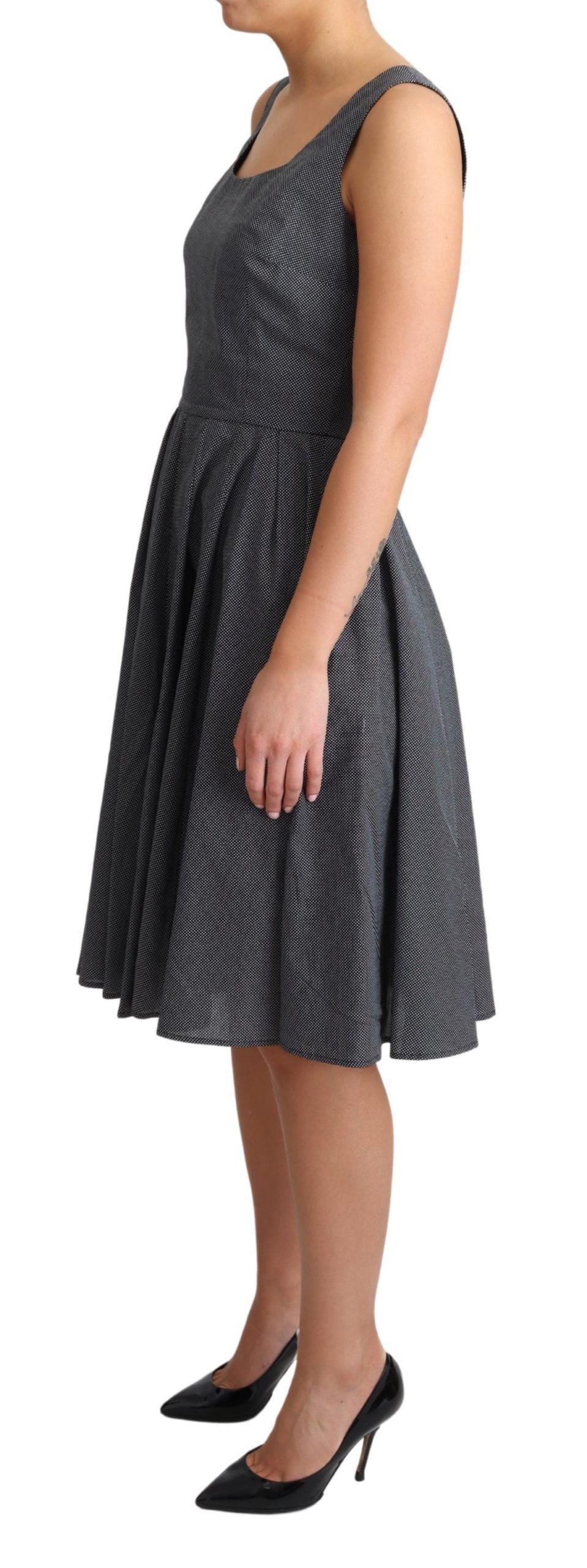 Dolce & Gabbana Black Polka Dotted Cotton A-Line Dress Dolce & Gabbana