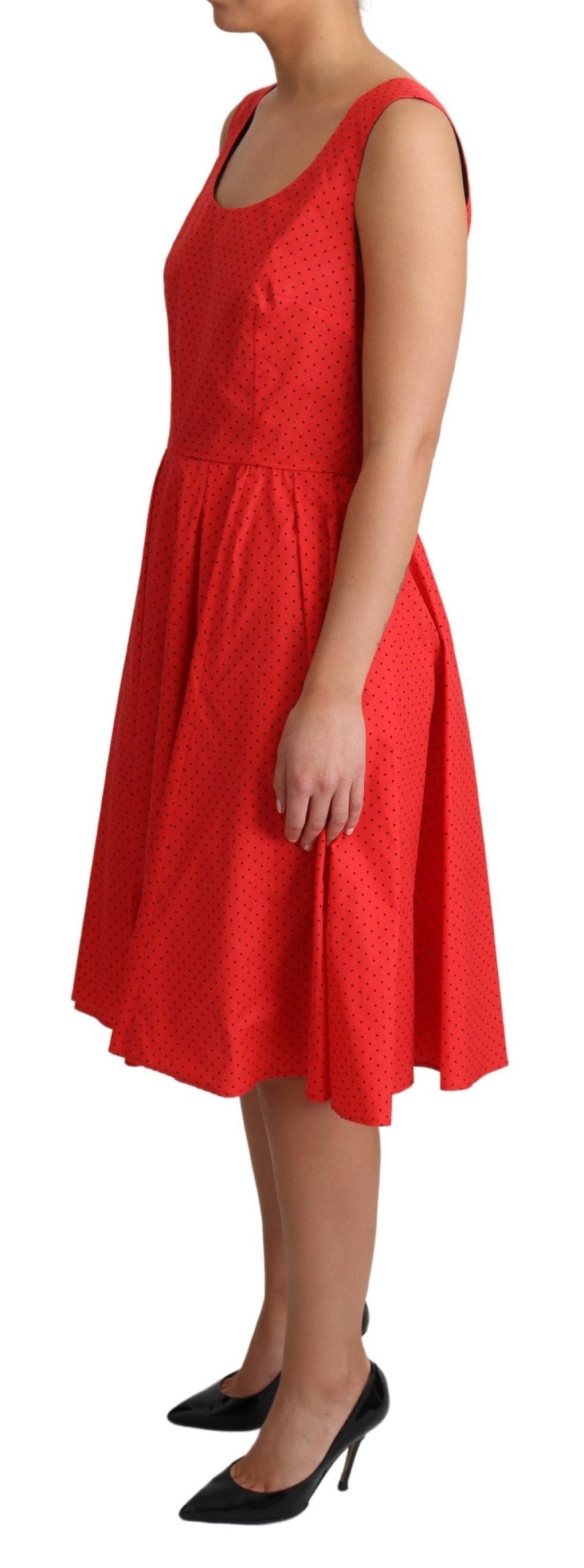 Dolce & Gabbana Red Polka Dotted Cotton A-Line  Dress Dolce & Gabbana
