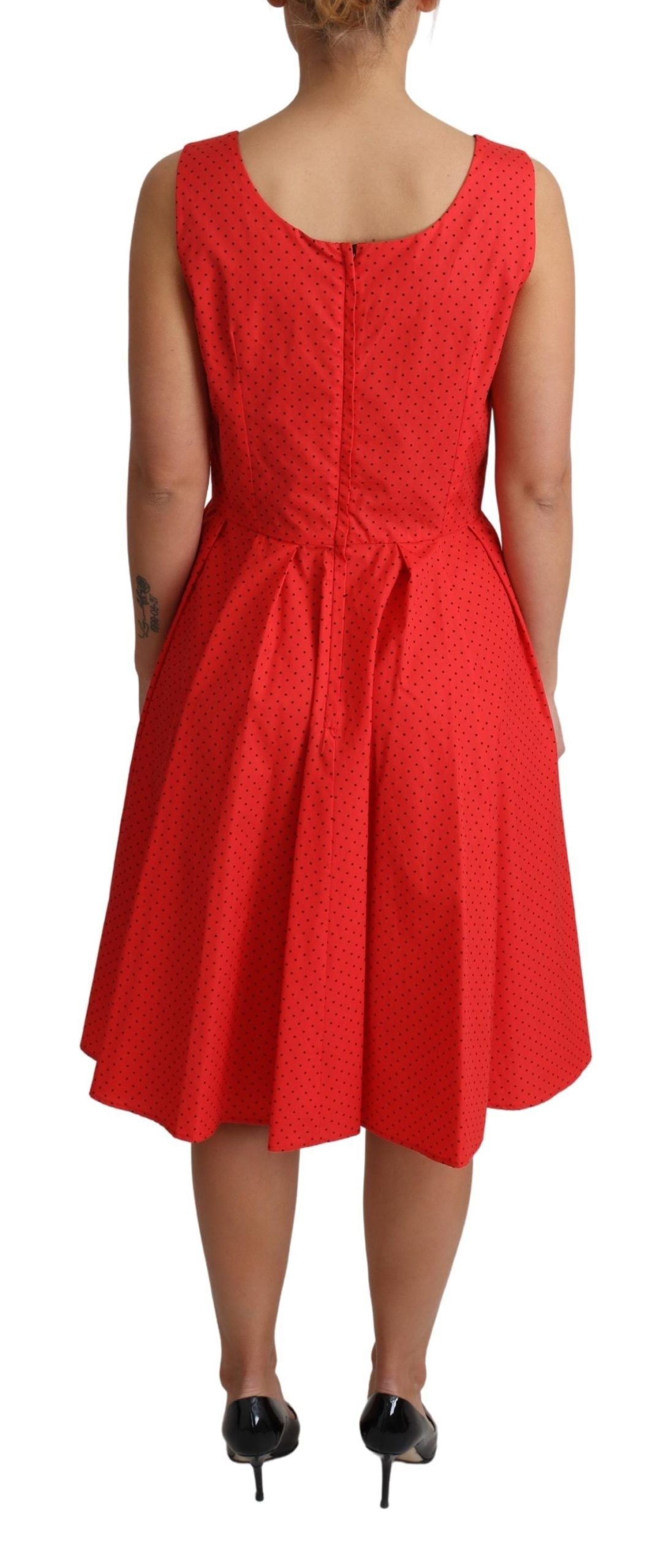 Dolce & Gabbana Red Polka Dotted Cotton A-Line  Dress Dolce & Gabbana