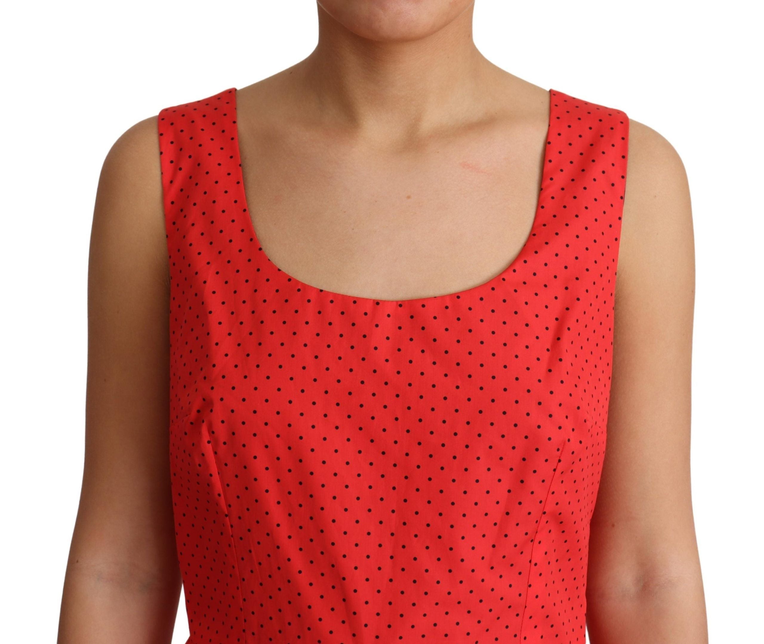 Dolce & Gabbana Red Polka Dotted Cotton A-Line  Dress Dolce & Gabbana