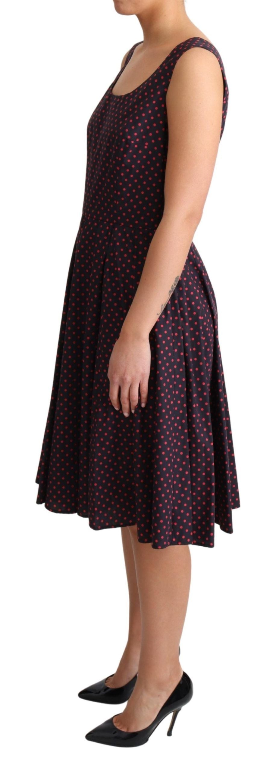 Dolce & Gabbana Red Blue Polka Cotton A-Line Gown Dress Dolce & Gabbana