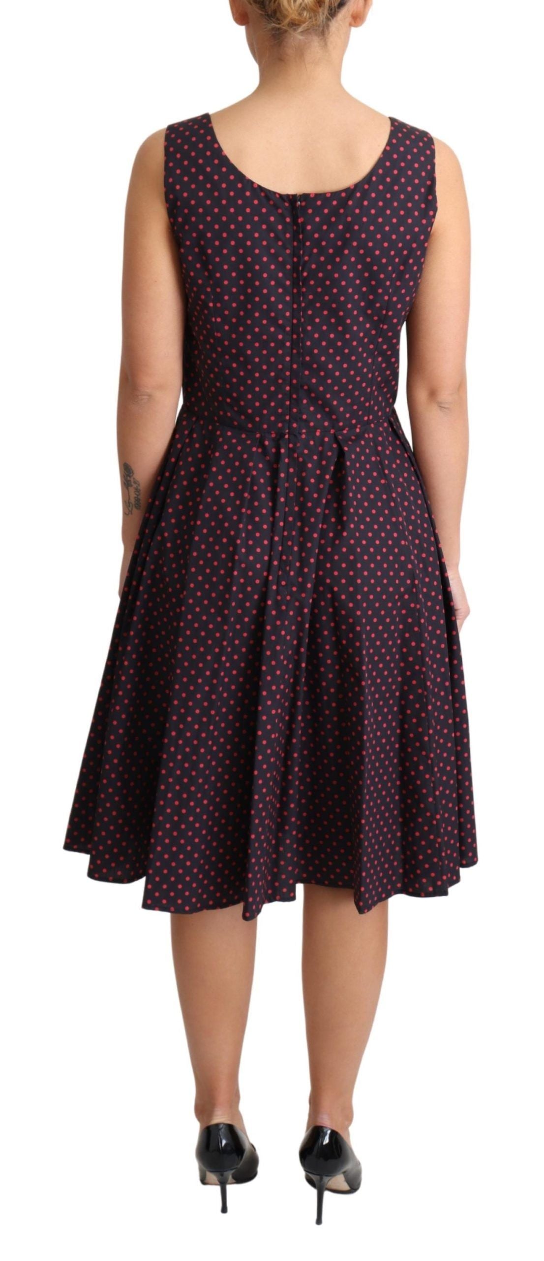 Dolce & Gabbana Red Blue Polka Cotton A-Line Gown Dress Dolce & Gabbana