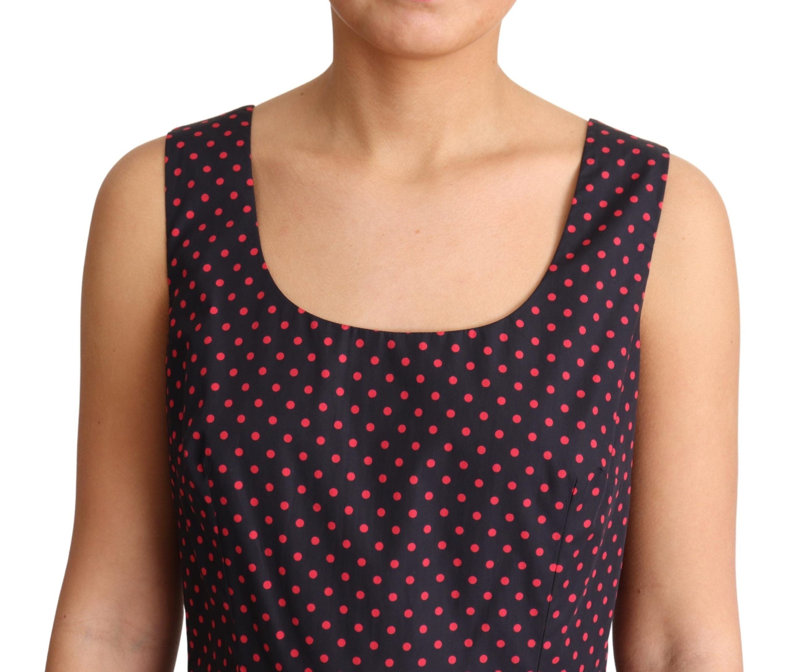 Dolce & Gabbana Red Blue Polka Cotton A-Line Gown Dress Dolce & Gabbana