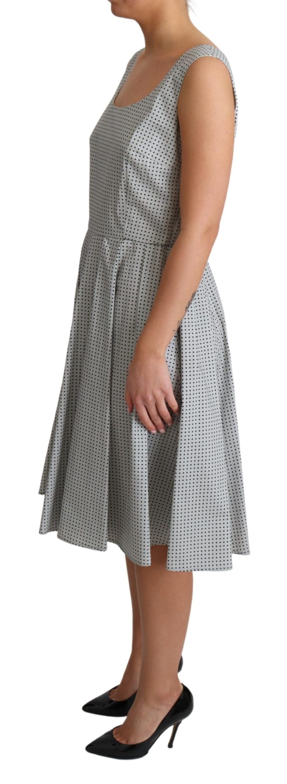 Dolce & Gabbana Gray Polka Dotted Cotton A-Line Dress Dolce & Gabbana