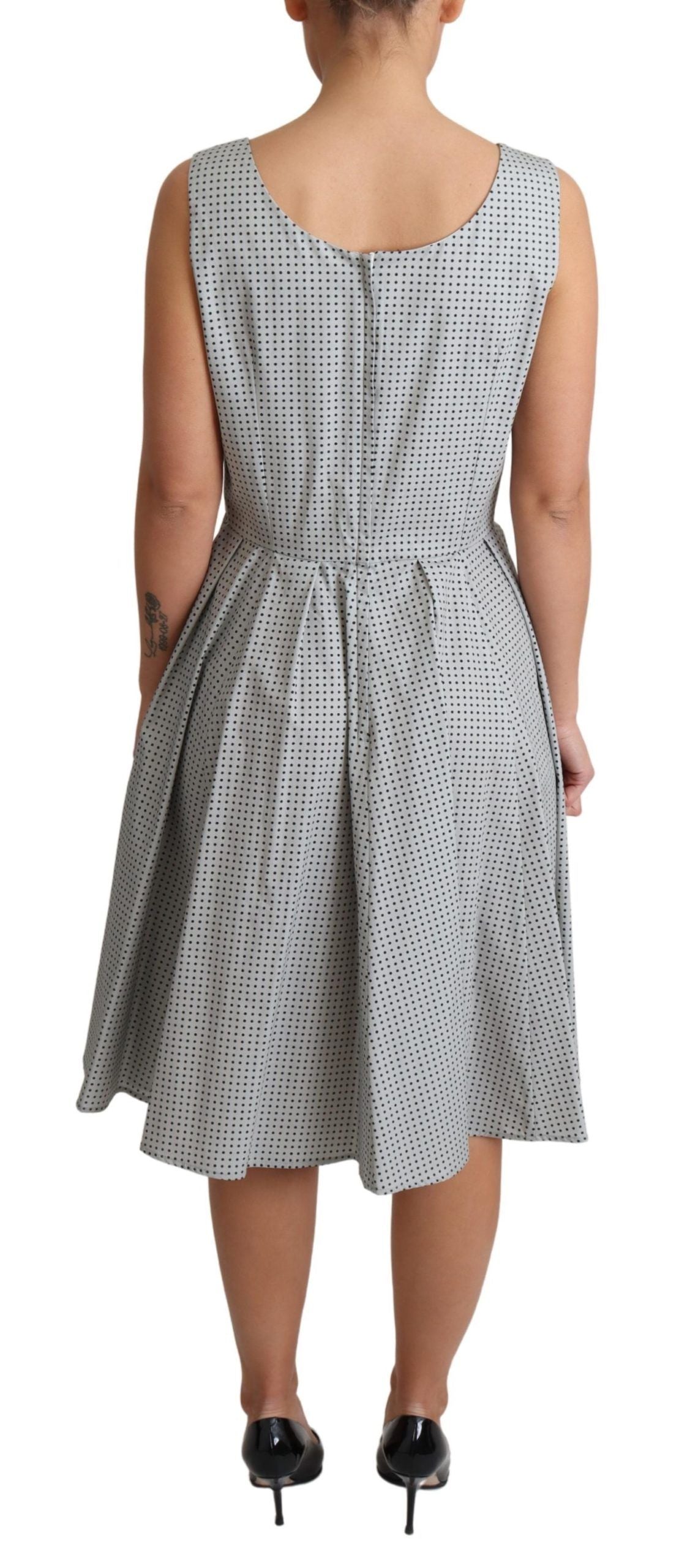 Dolce & Gabbana Gray Polka Dotted Cotton A-Line Dress Dolce & Gabbana