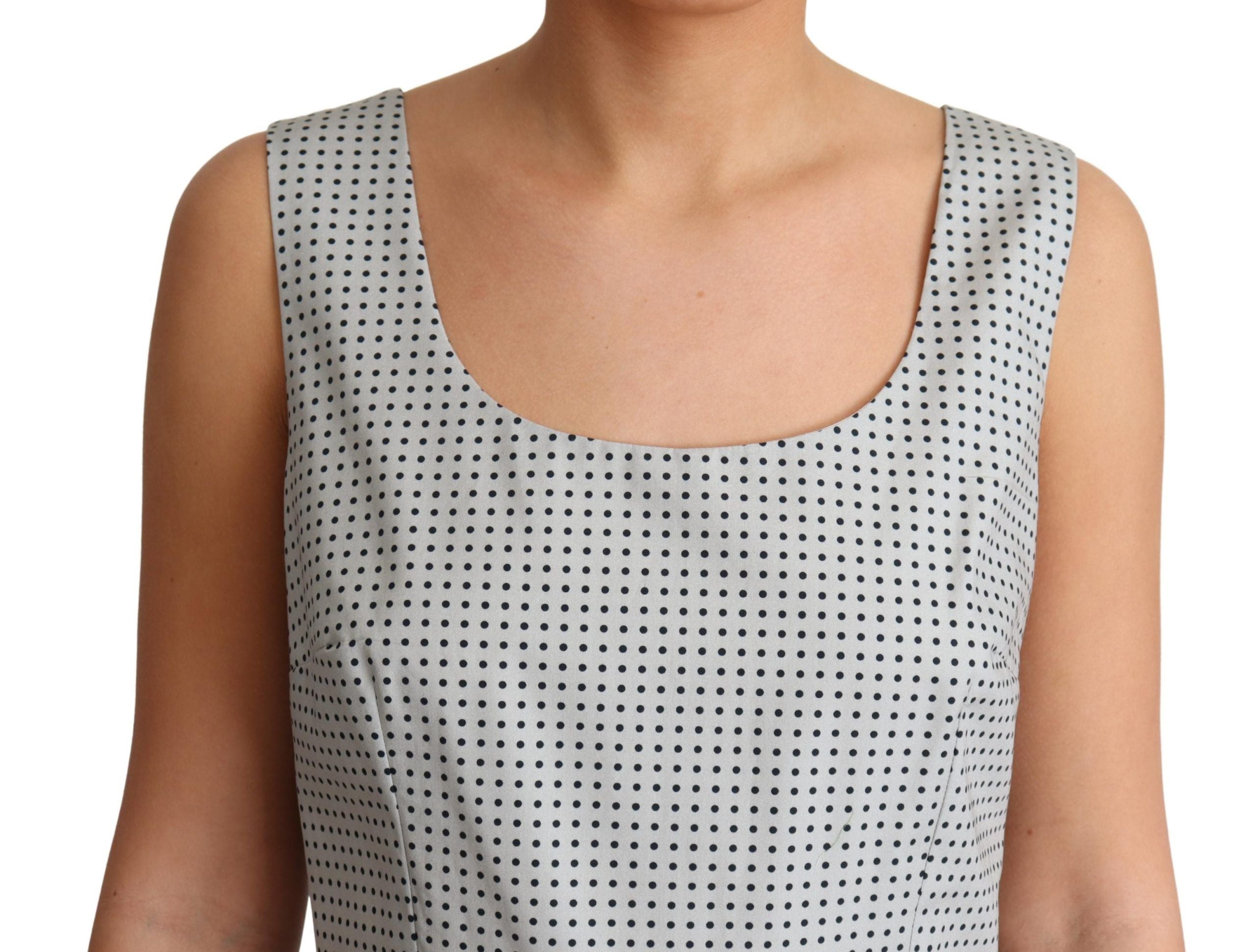Dolce & Gabbana Gray Polka Dotted Cotton A-Line Dress Dolce & Gabbana