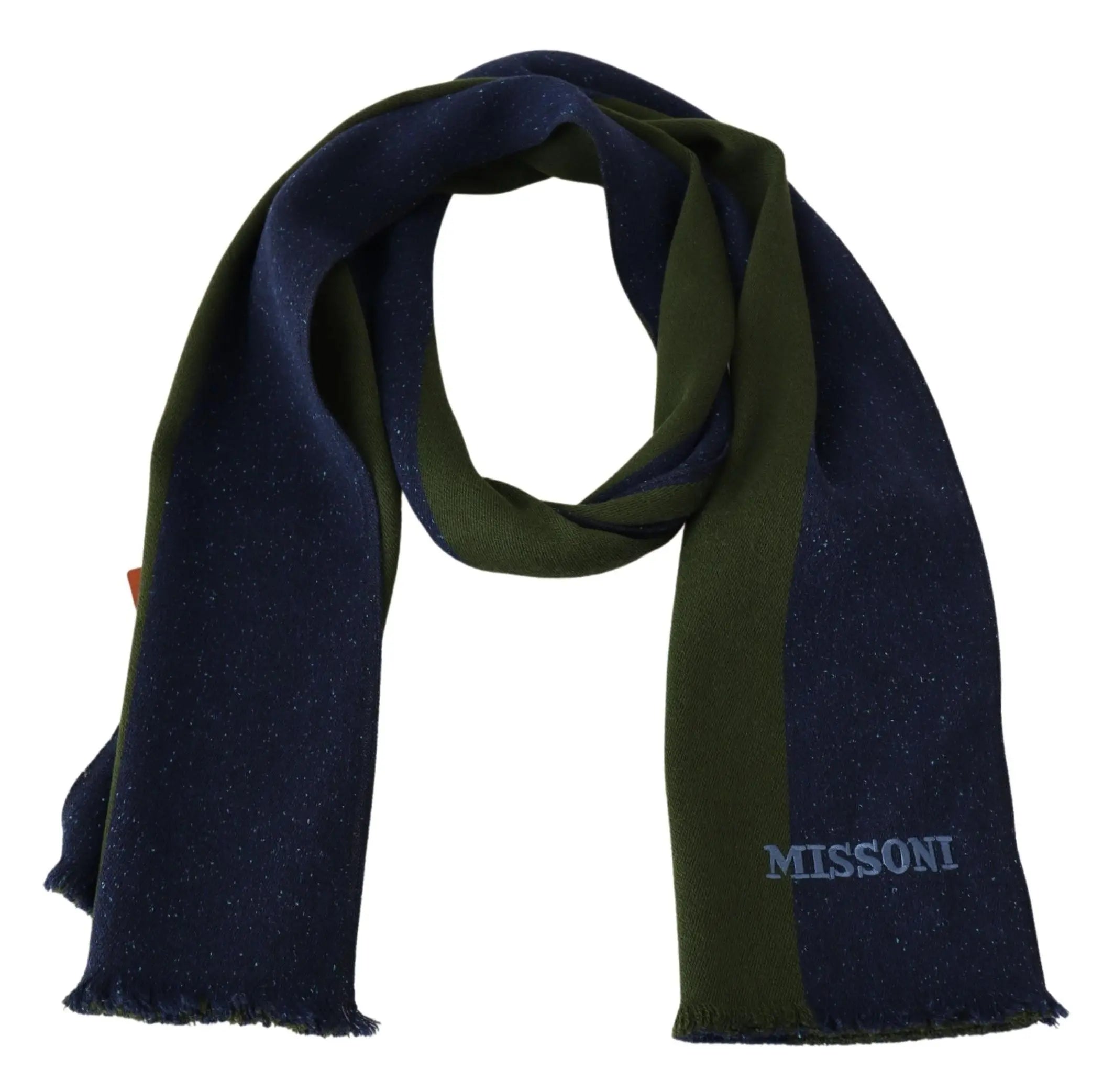 Missoni Blue Green Wool Unisex Neck Wrap Shawl Blue Missoni