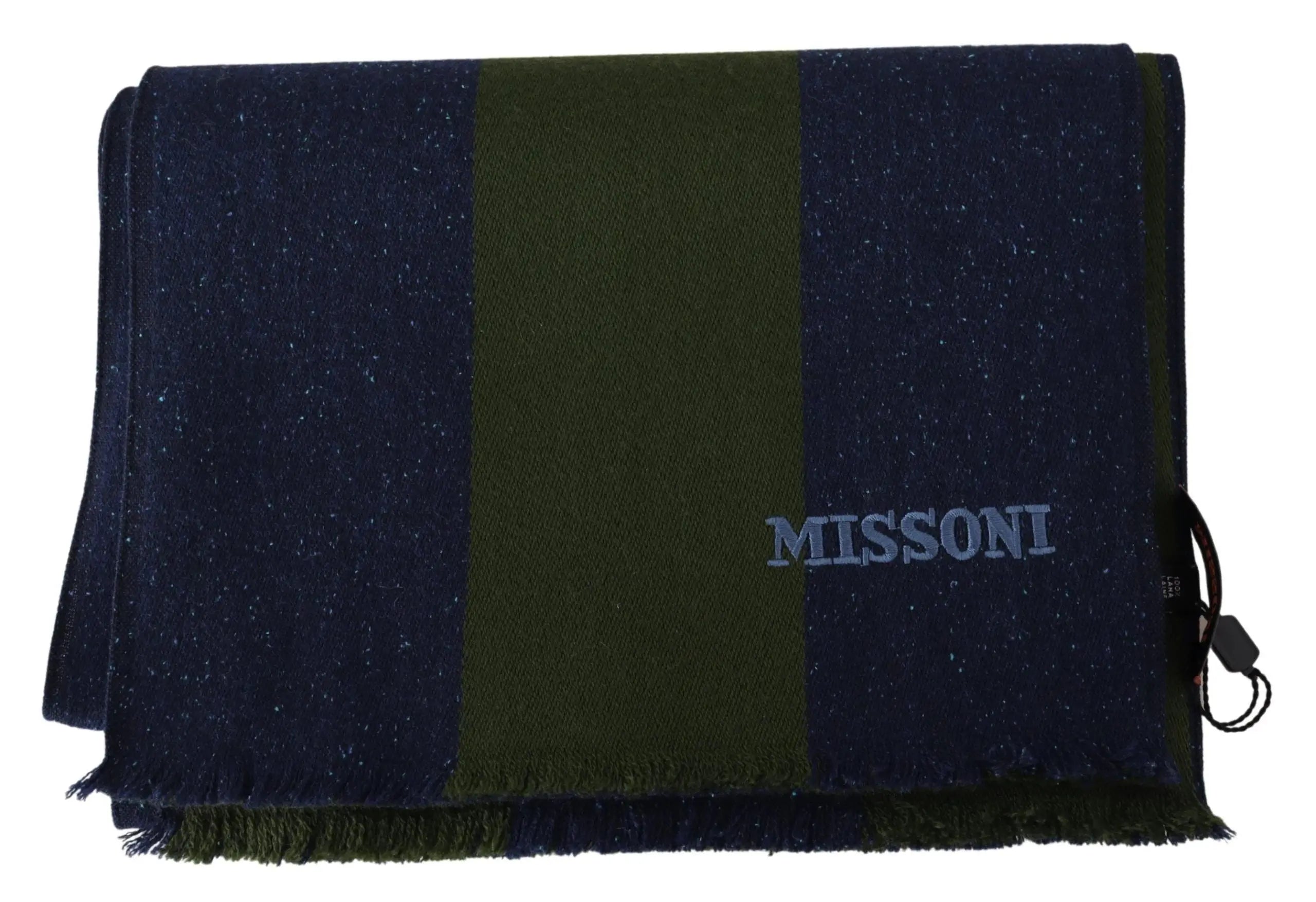 Missoni Blue Green Wool Unisex Neck Wrap Shawl Blue Missoni