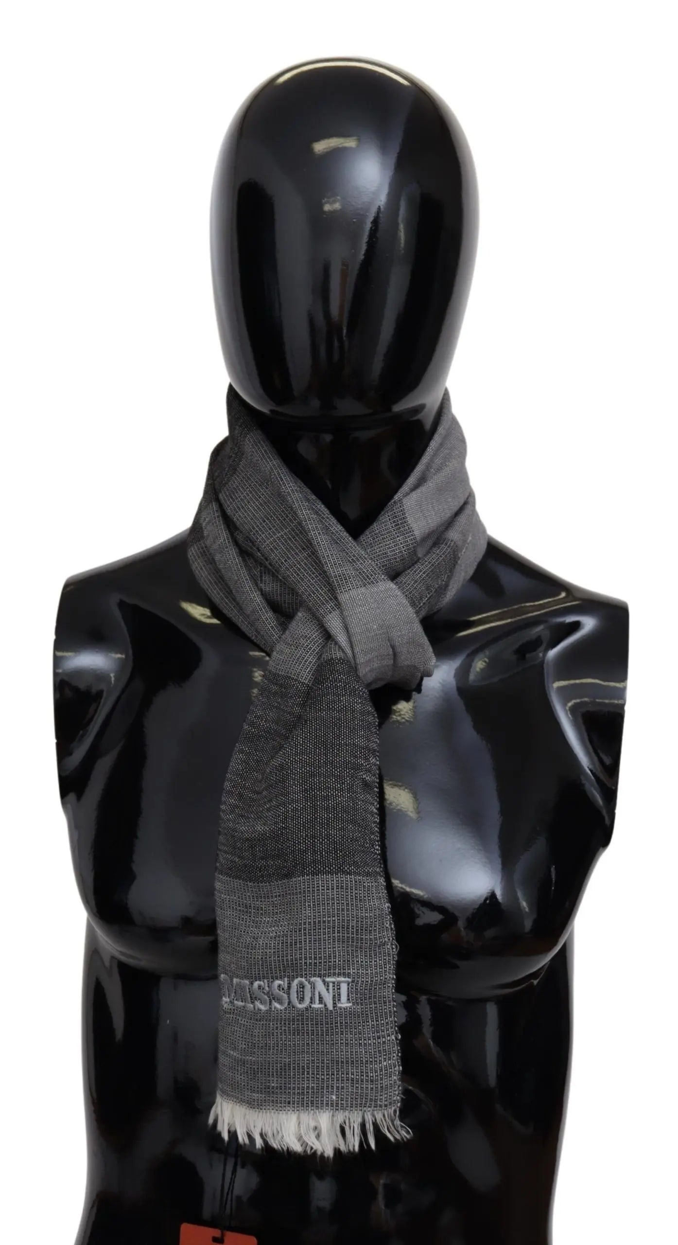 Missoni Gray Striped Wool Unisex Neck Wrap Fringes Scarf Missoni