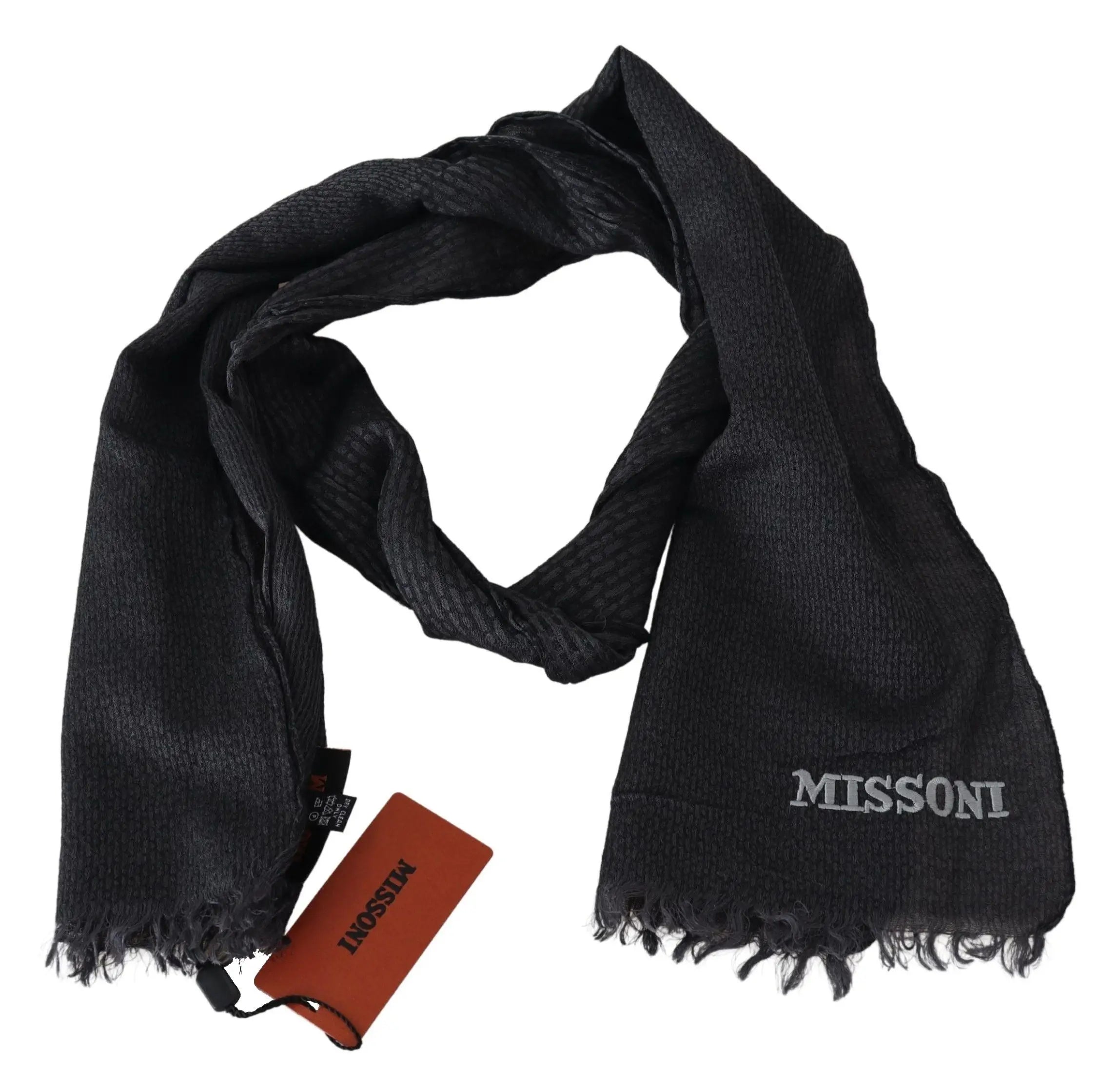 Missoni Black Wool Knit Unisex Neck Wrap Scarf Missoni
