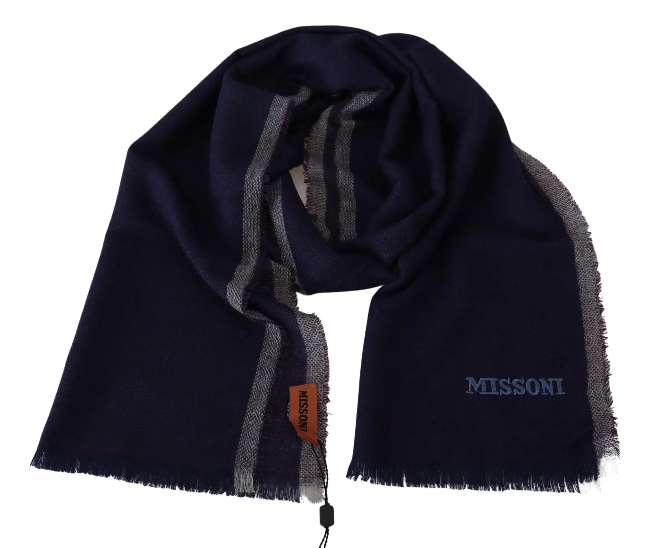 Missoni Multicolor Striped Wool Unisex Wrap Fringes Scarf Missoni