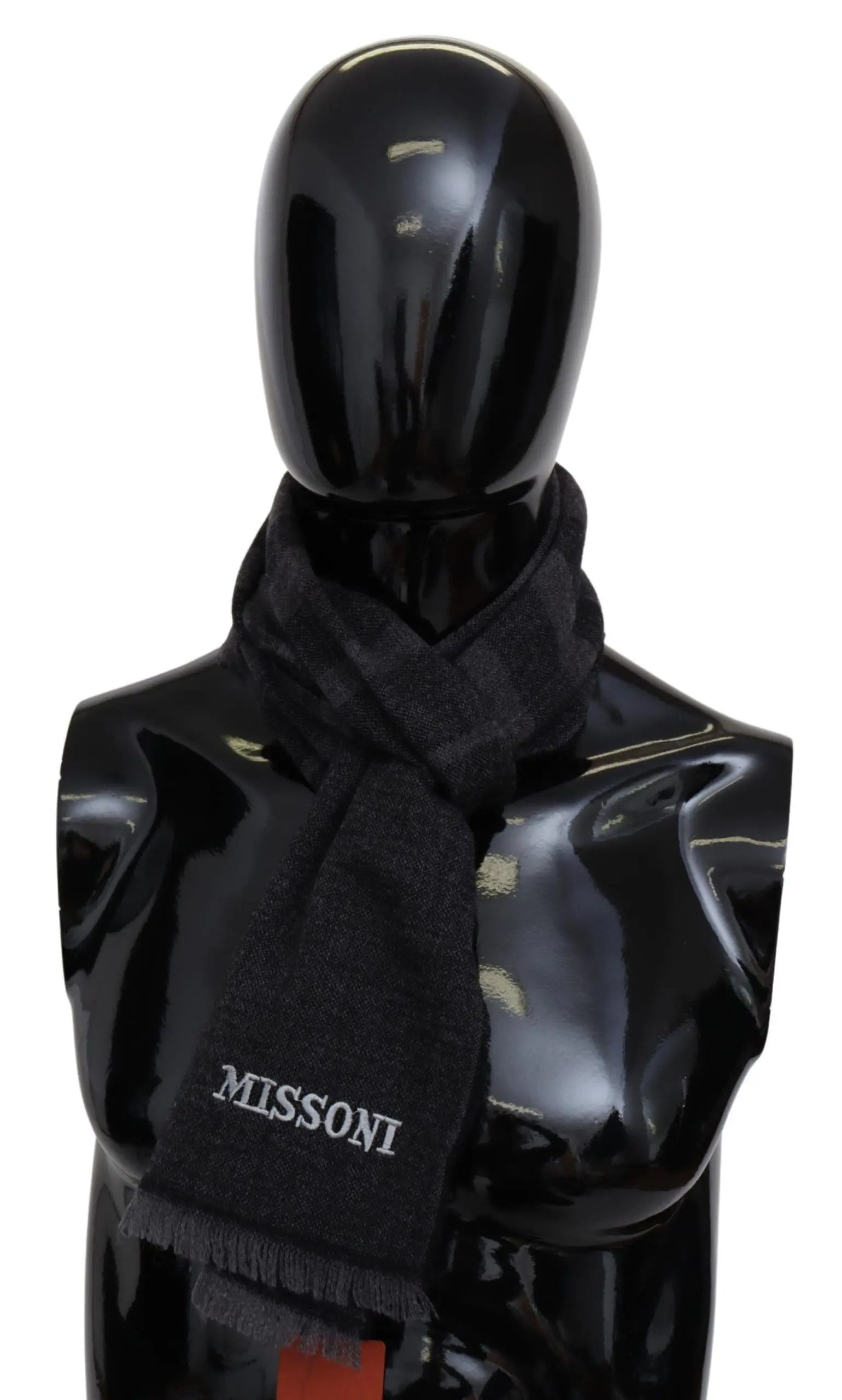 Missoni Black Striped Wool Unisex Neck Wrap Scarf Missoni