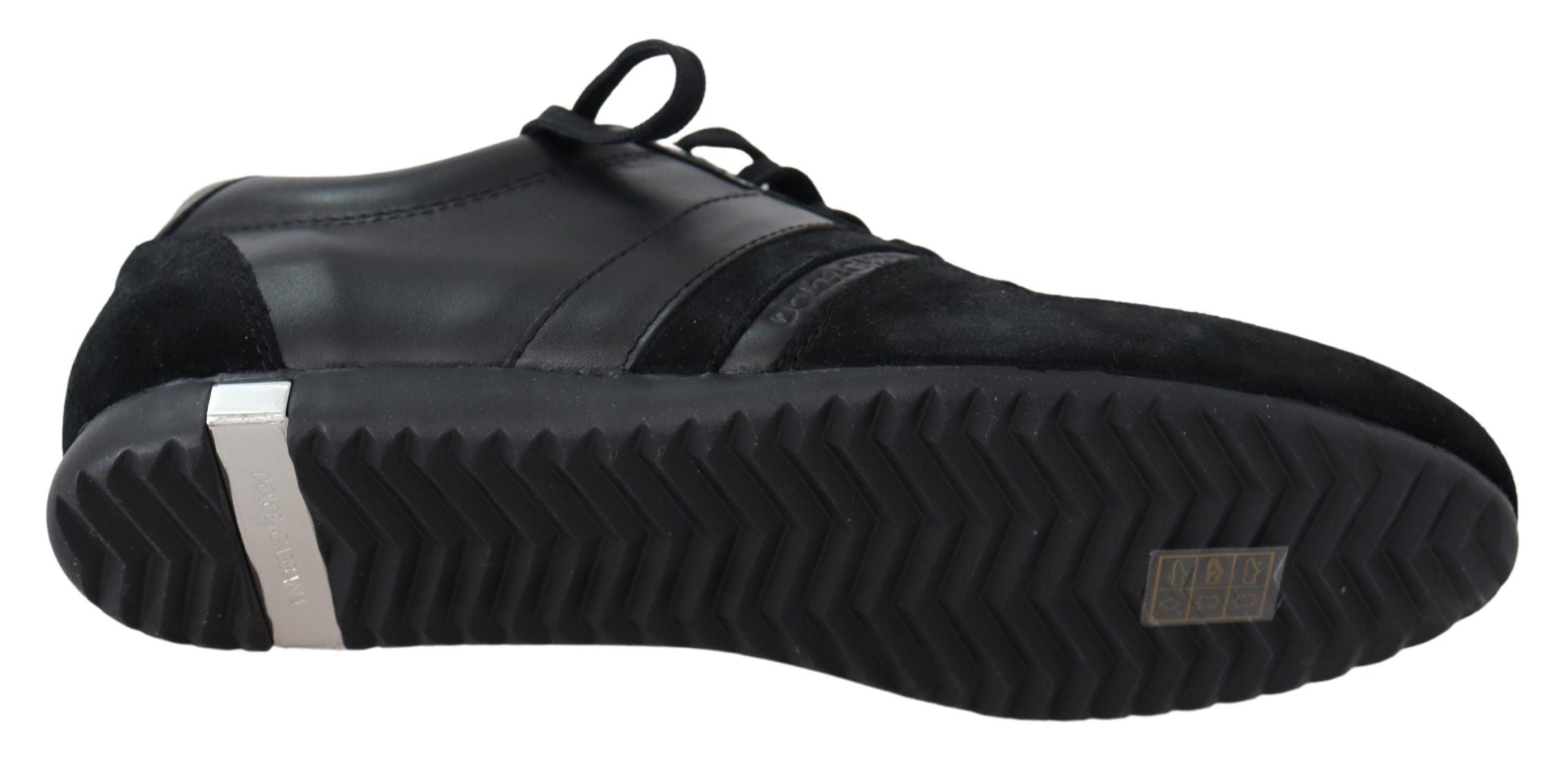 Dolce & Gabbana Black Logo Leather Casual Sneakers Shoes Dolce & Gabbana