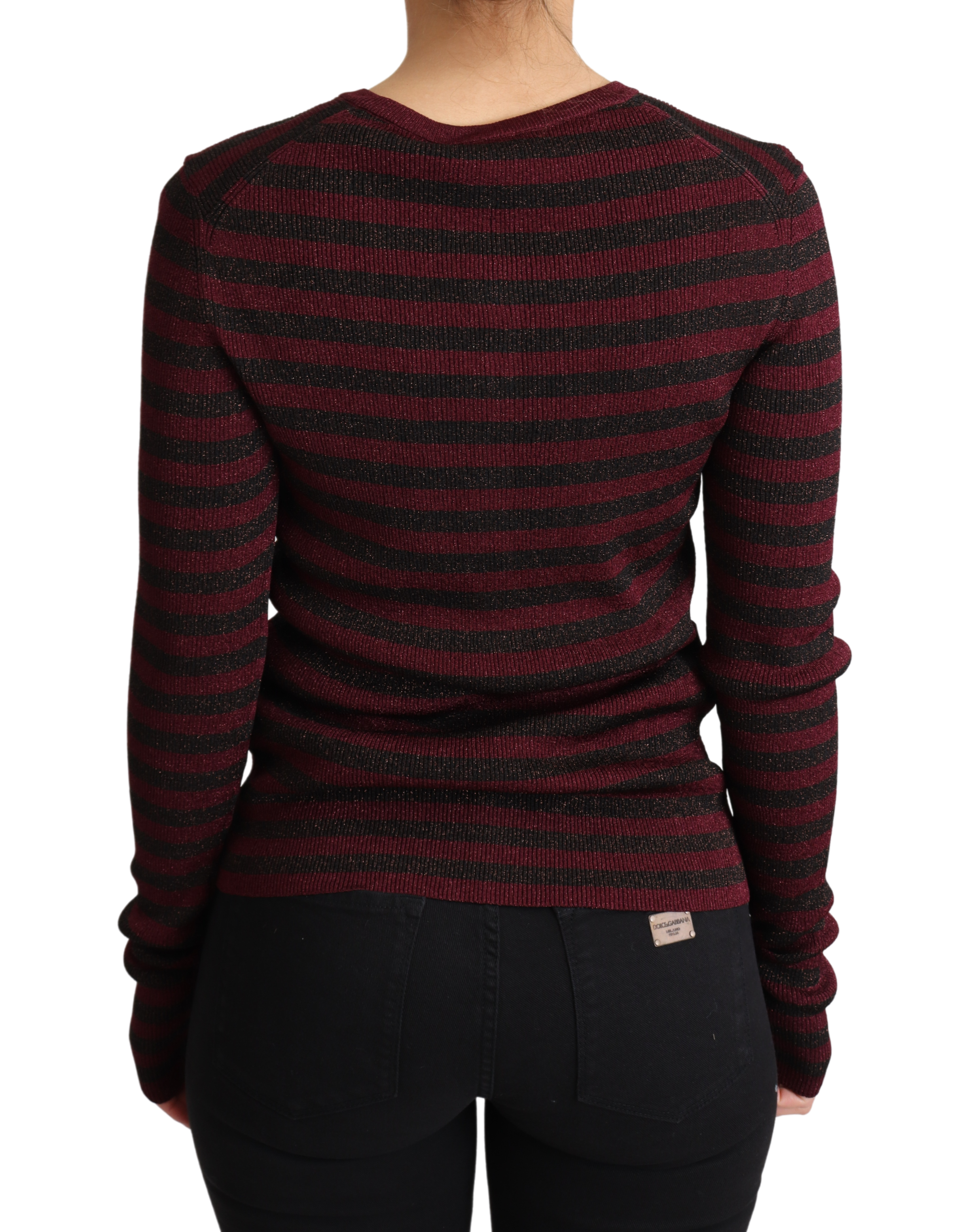 Dolce & Gabbana Black Red Striped Viscose Cardigan Sweater Dolce & Gabbana