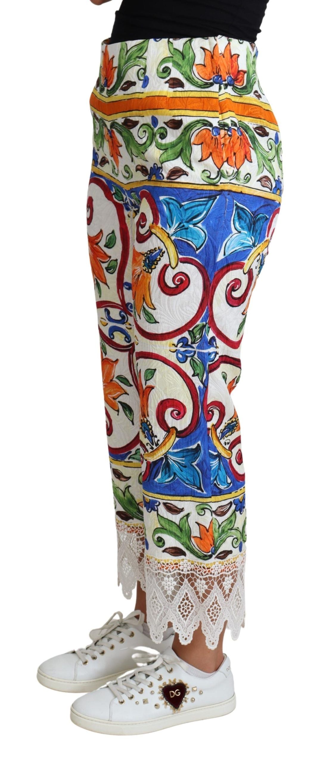 Dolce & Gabbana Multicolor Majolica Print Trouser  Cotton Pants Dolce & Gabbana
