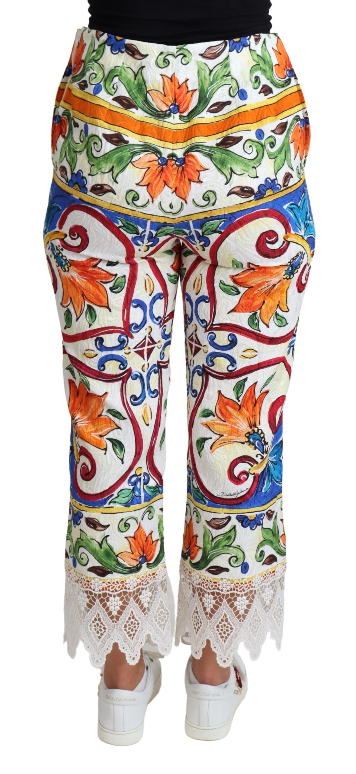 Dolce & Gabbana Multicolor Majolica Print Trouser  Cotton Pants Dolce & Gabbana