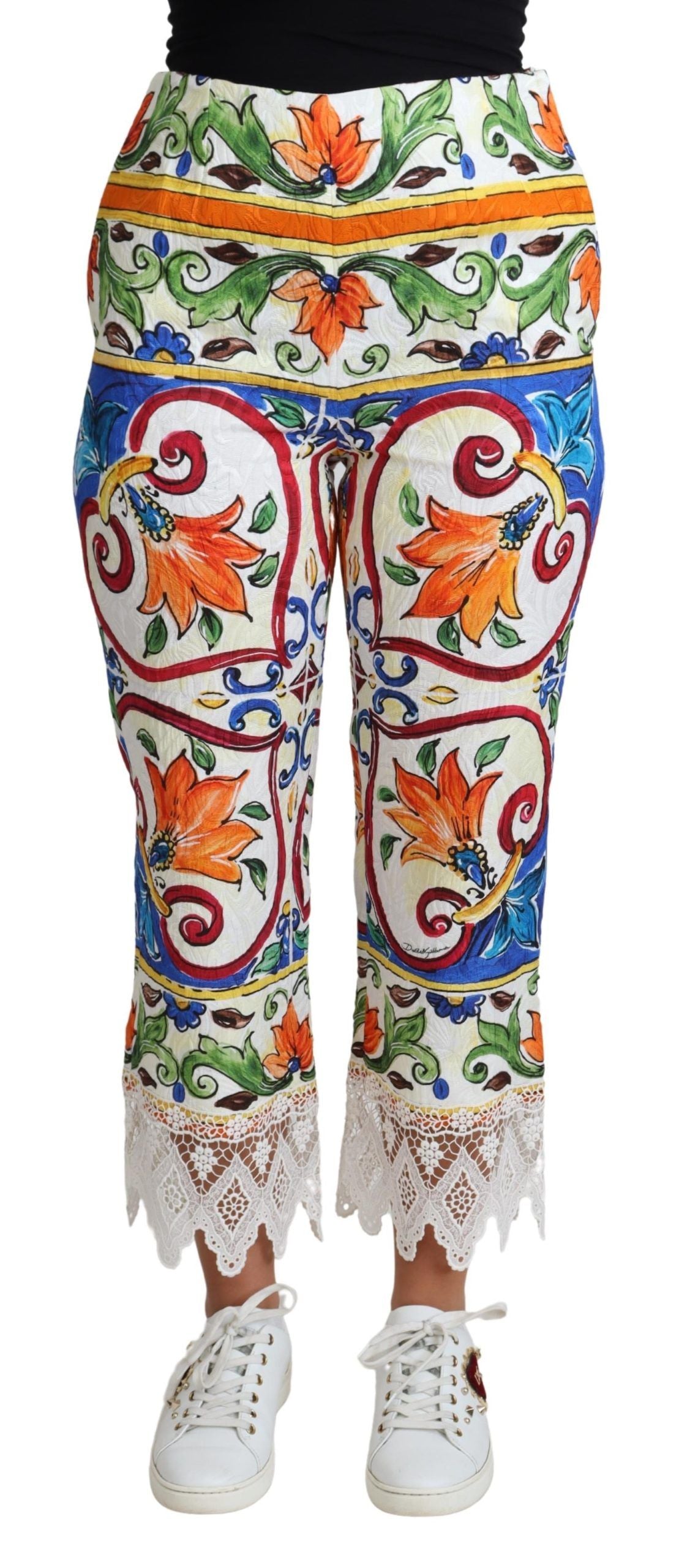 Dolce & Gabbana Multicolor Majolica Print Trouser  Cotton Pants Dolce & Gabbana