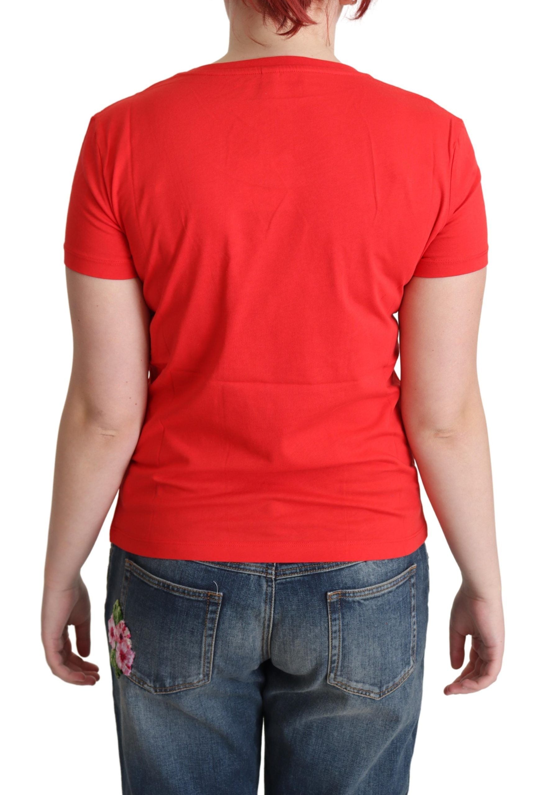 Moschino Red Cotton Come Play 4 Us Print Tops Blouse T-shirt Moschino