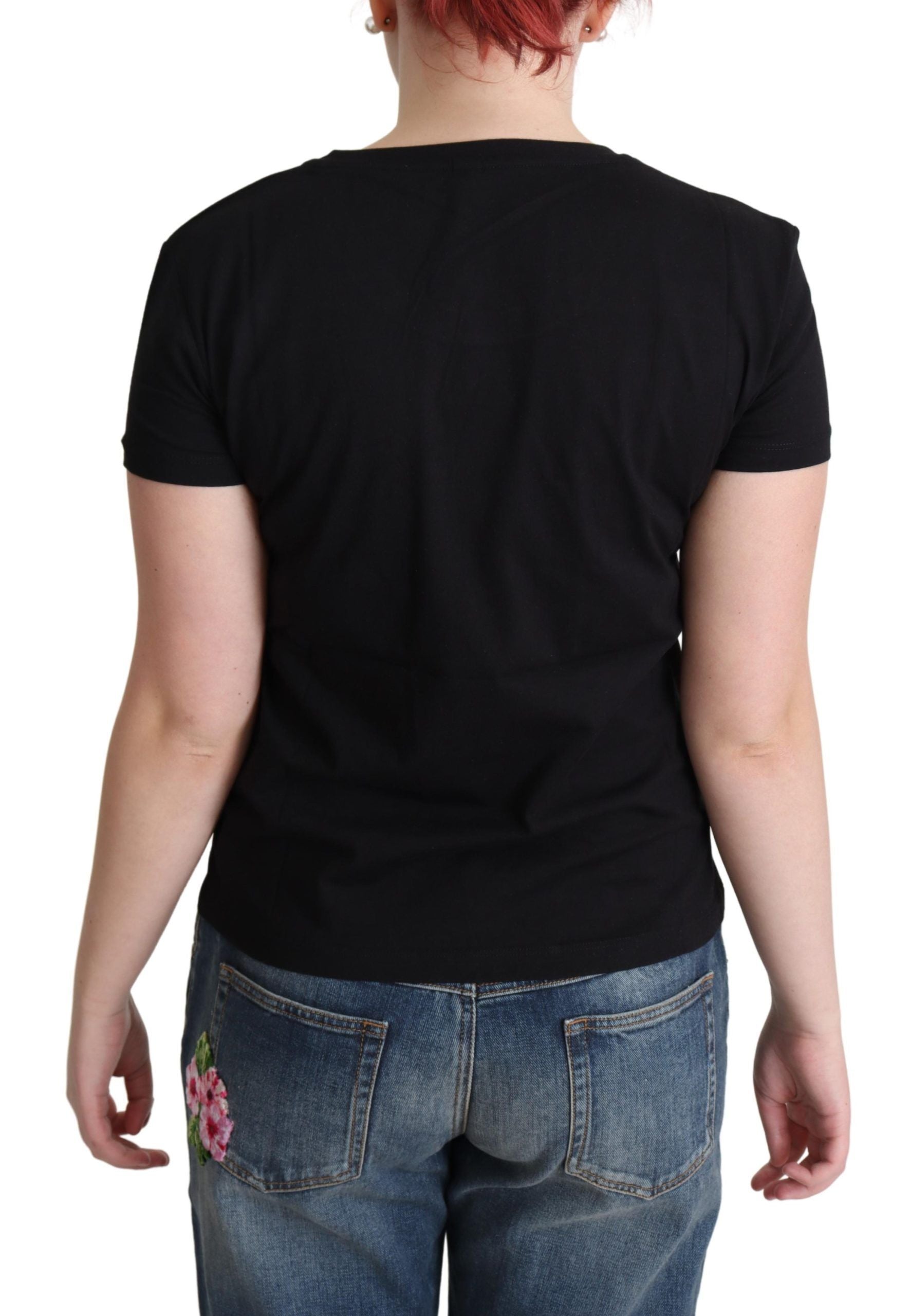 Moschino Black Cotton Come Play 4 Us Print Tops T-shirt Moschino