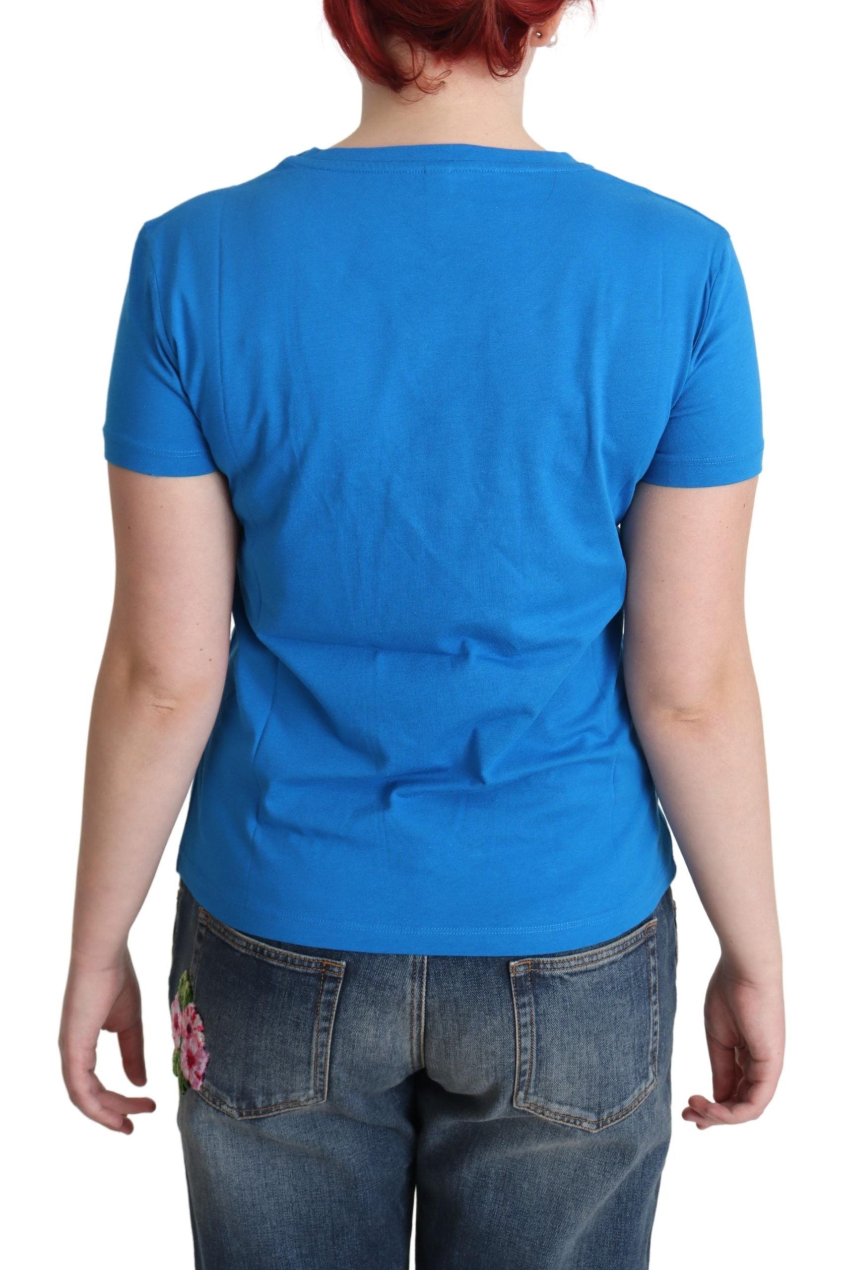Moschino Blue Cotton Sunny Milano Print Tops T-shirt Moschino