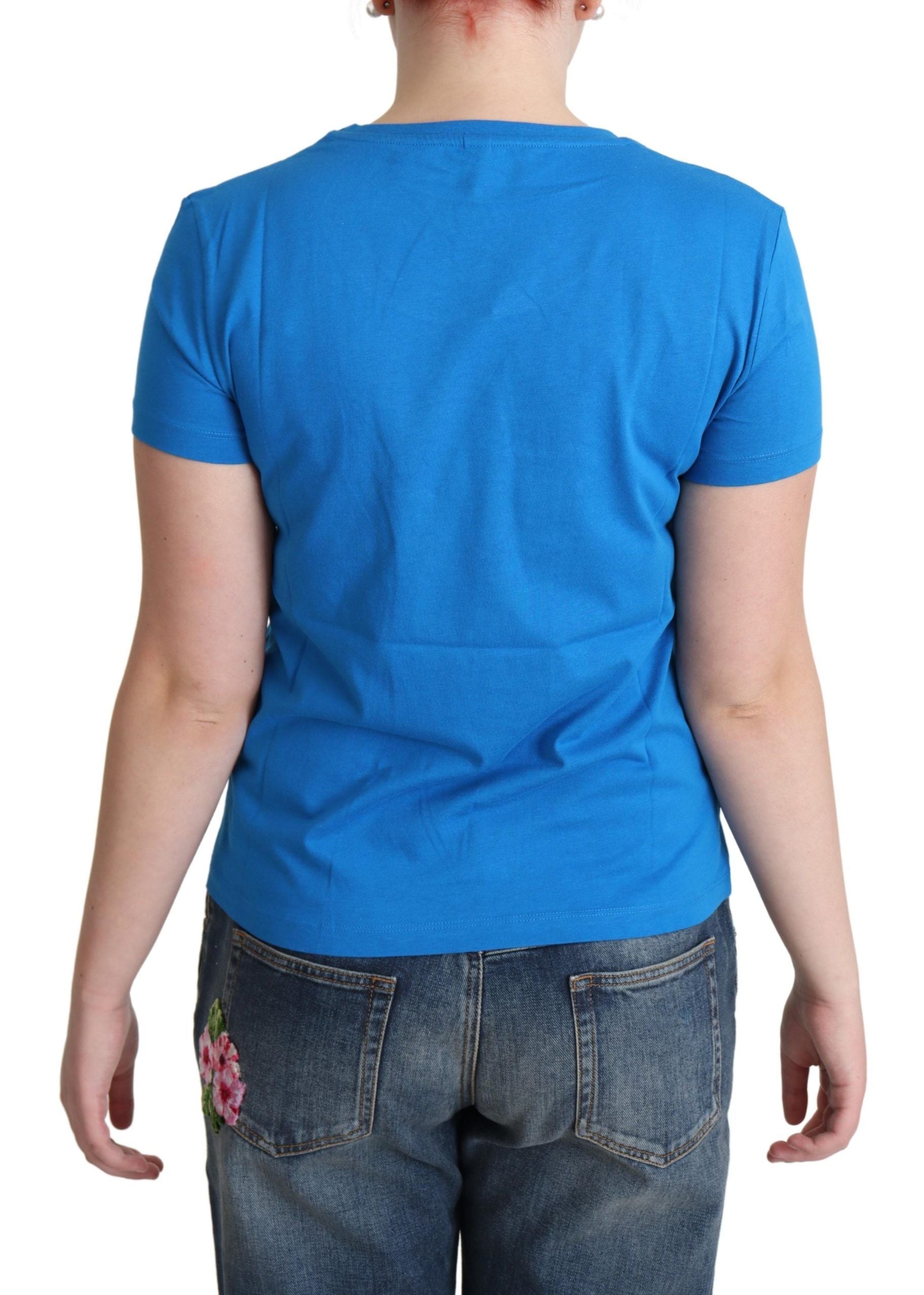 Moschino Blue Cotton Come Play 4 Us Print T-shirt Moschino