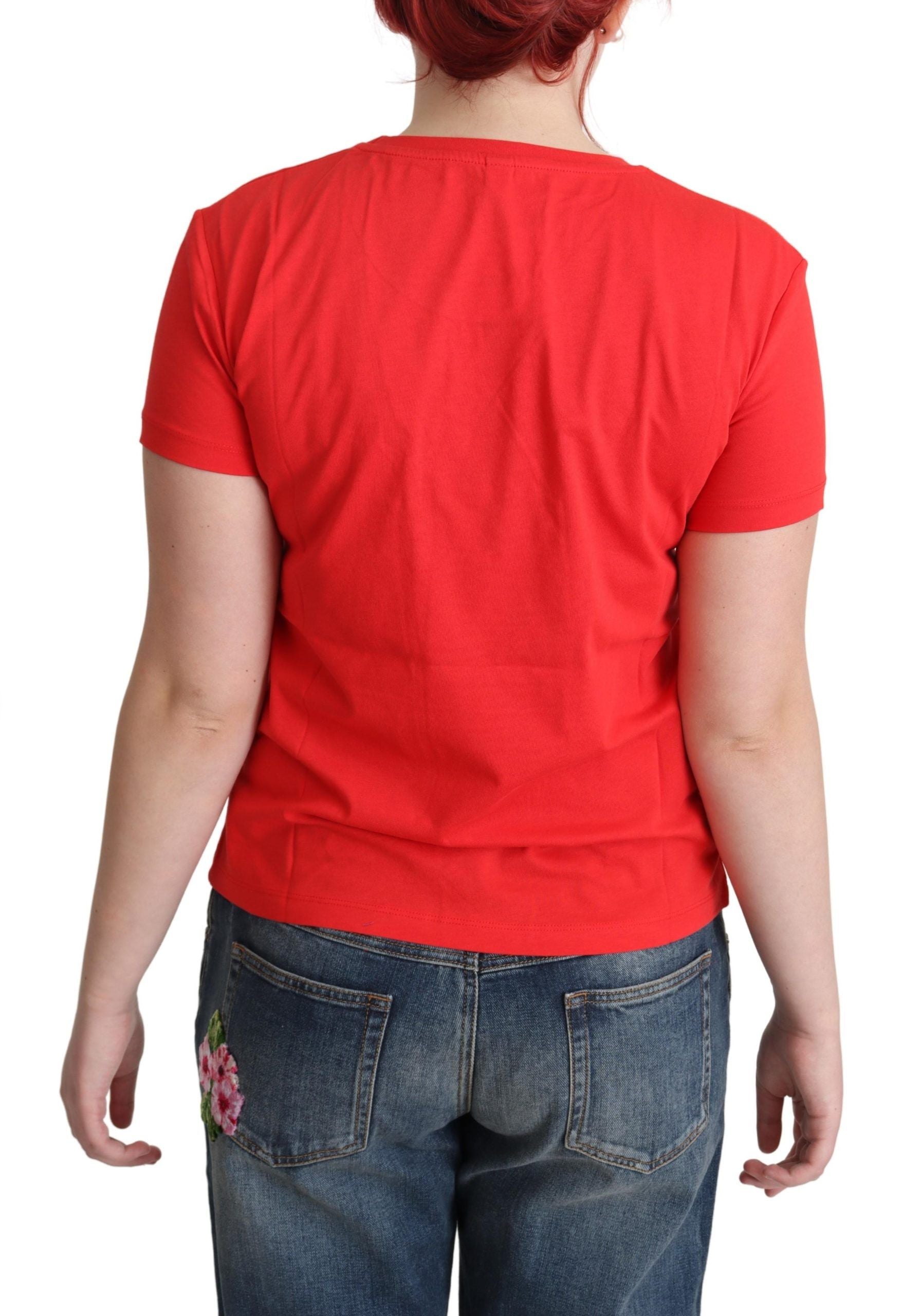 Moschino Red Cotton Swim Graphic Triangle Print  T-shirt Moschino