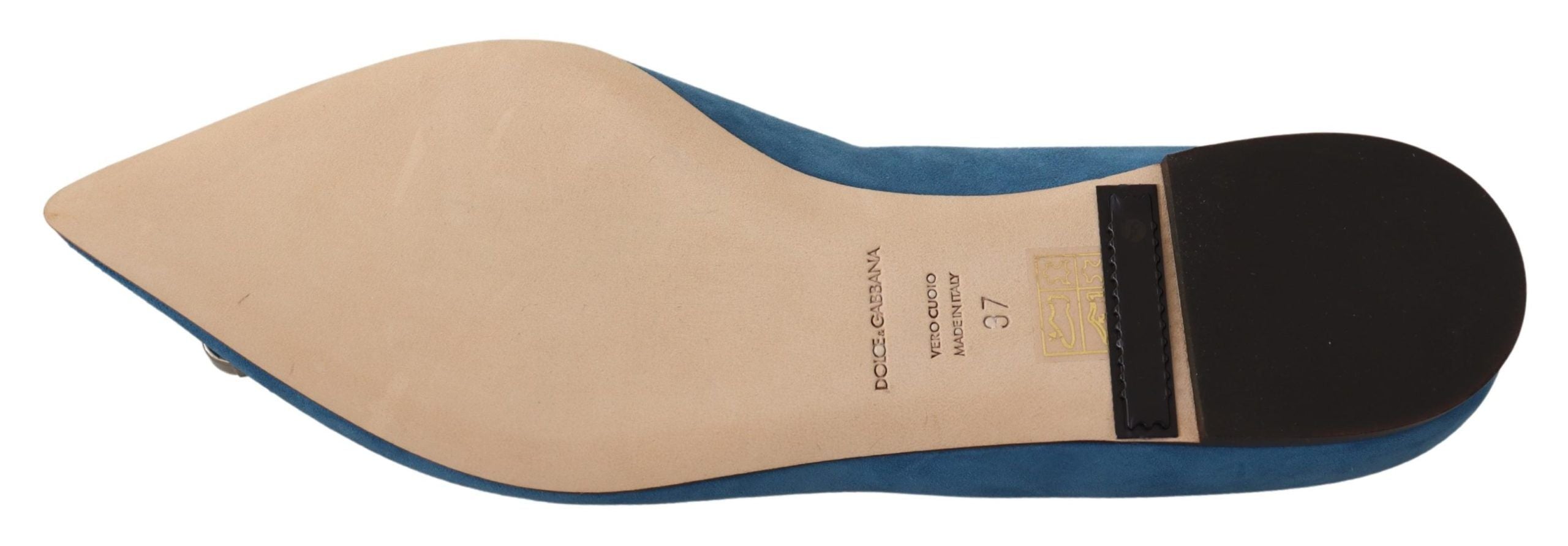 Dolce & Gabbana Blue Suede Crystals Loafers Flats Shoes Dolce & Gabbana