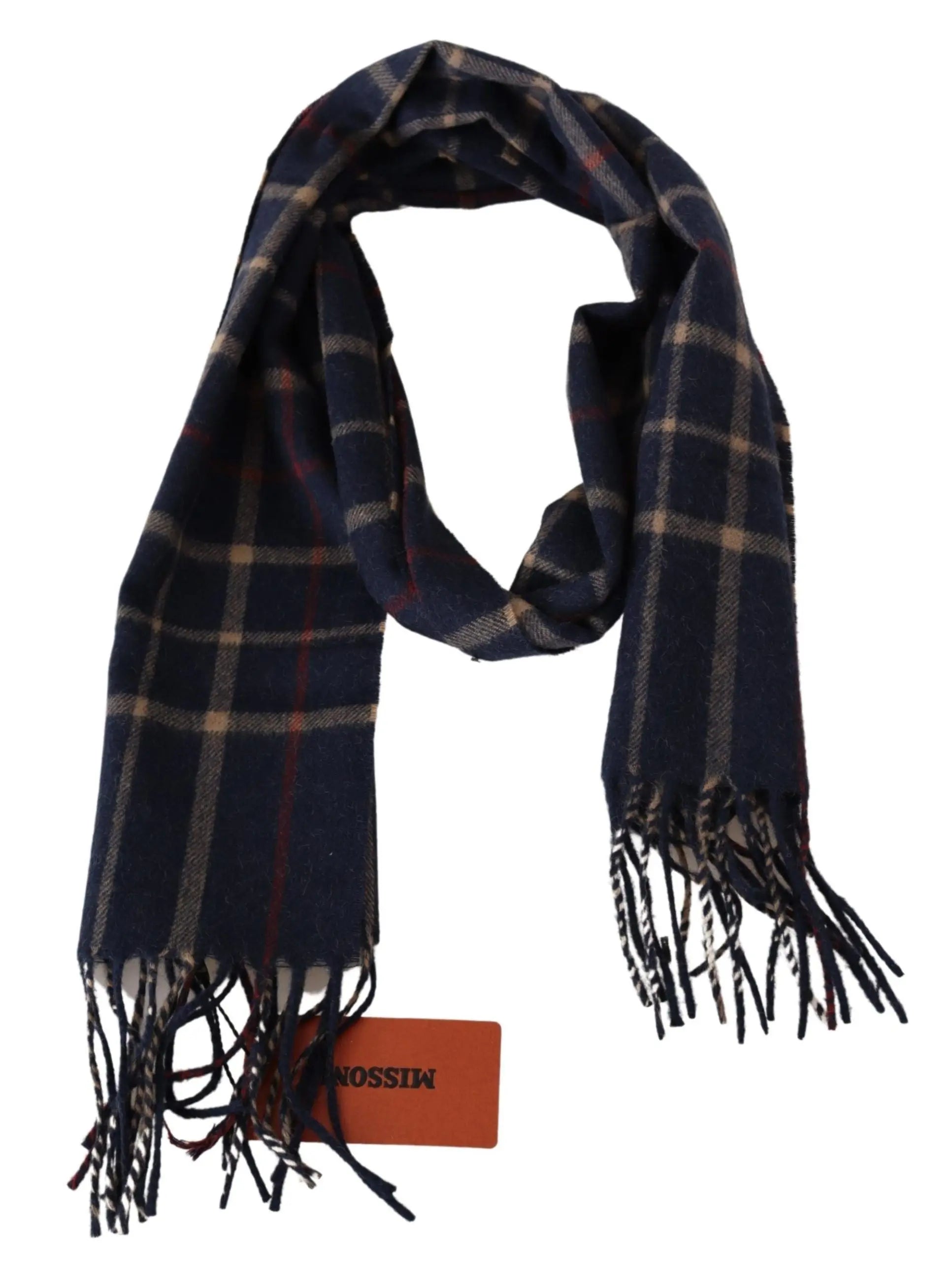 Missoni Black Checkered Unisex Neck Wrap Fringes Scarf Missoni