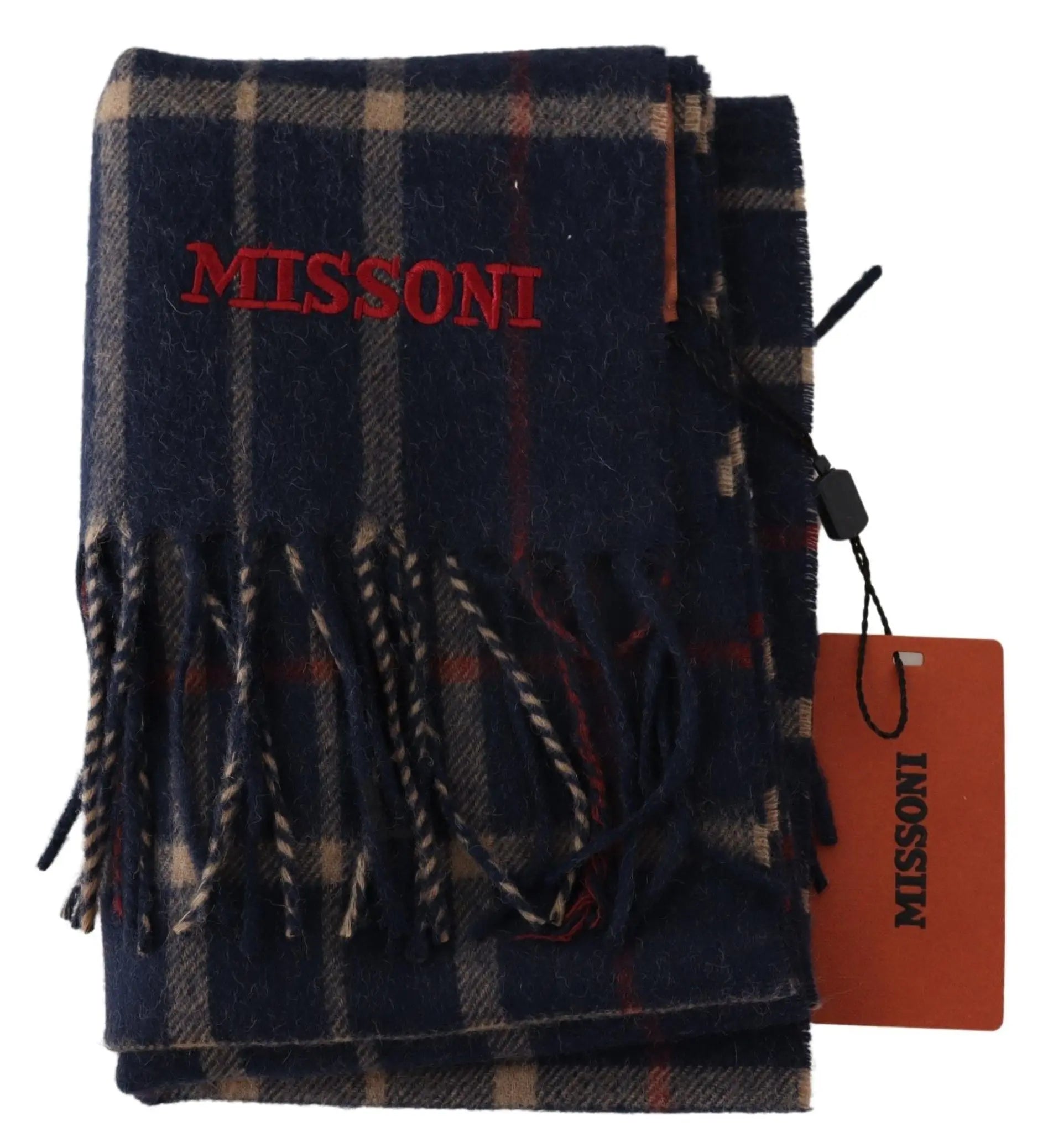 Missoni Black Checkered Unisex Neck Wrap Fringes Scarf Missoni