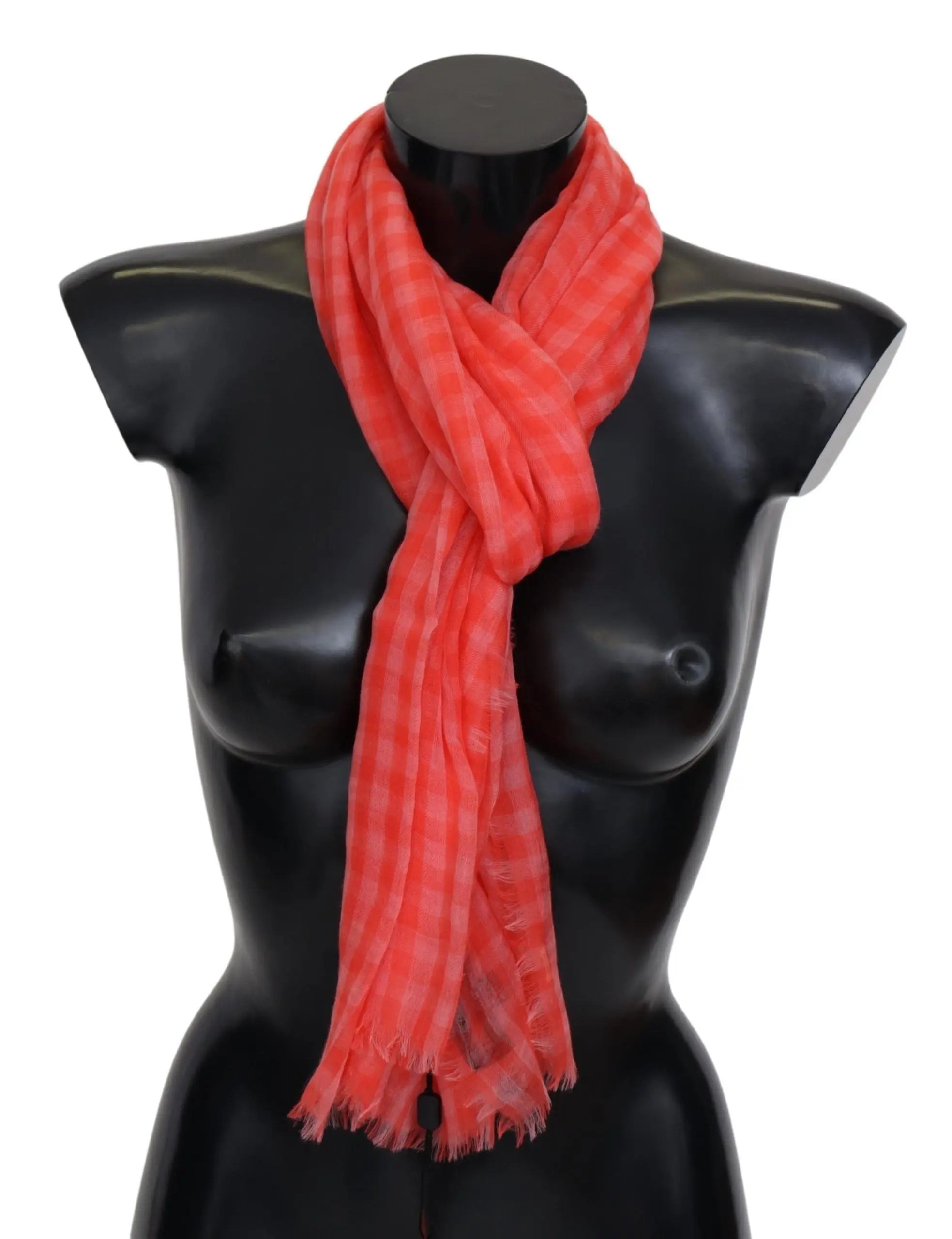 Missoni Orange Check Cashmere Unisex Wrap Fringes Scarf Missoni