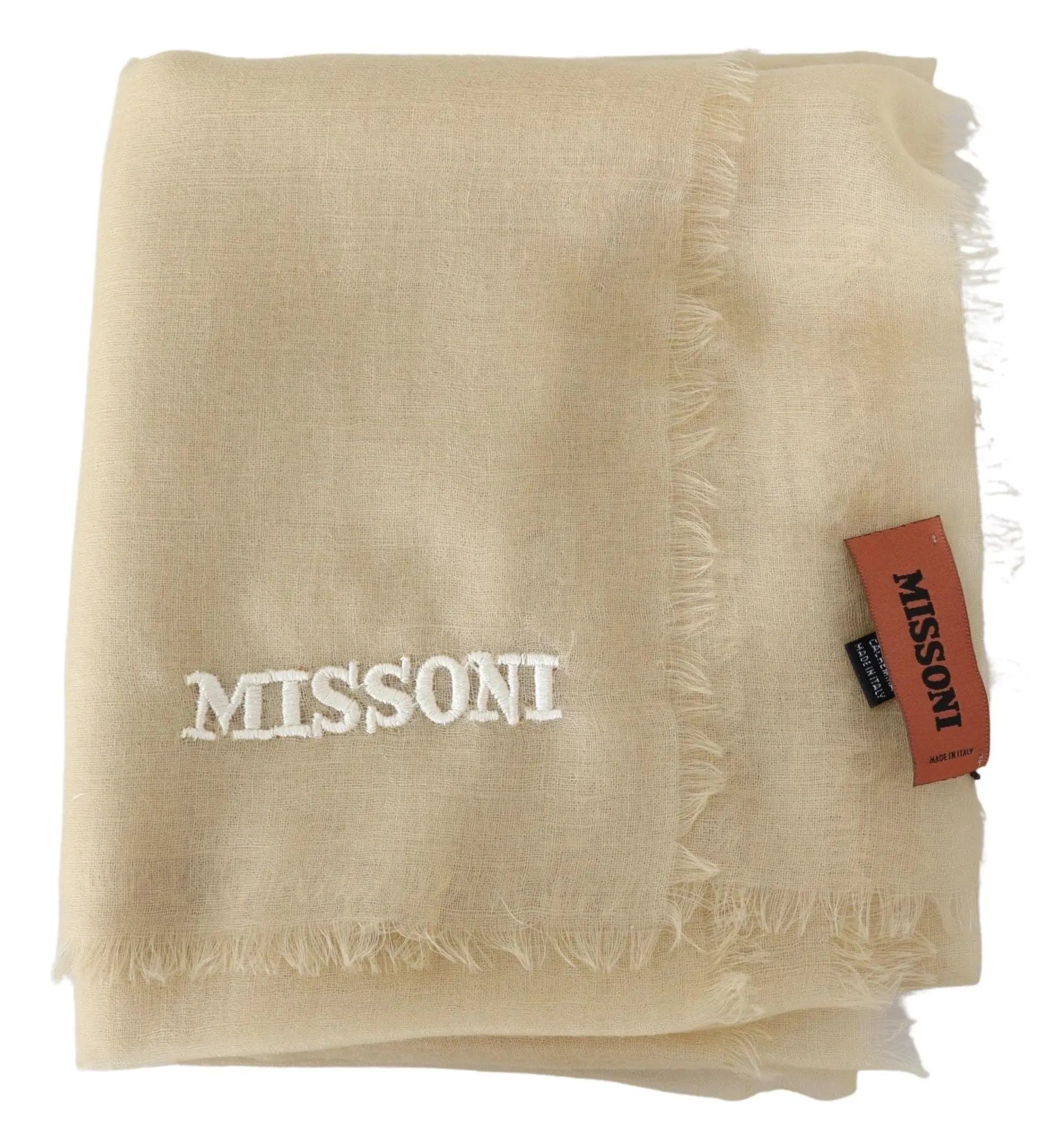 Missoni Beige Cashmere Unisex Neck Scarf Missoni