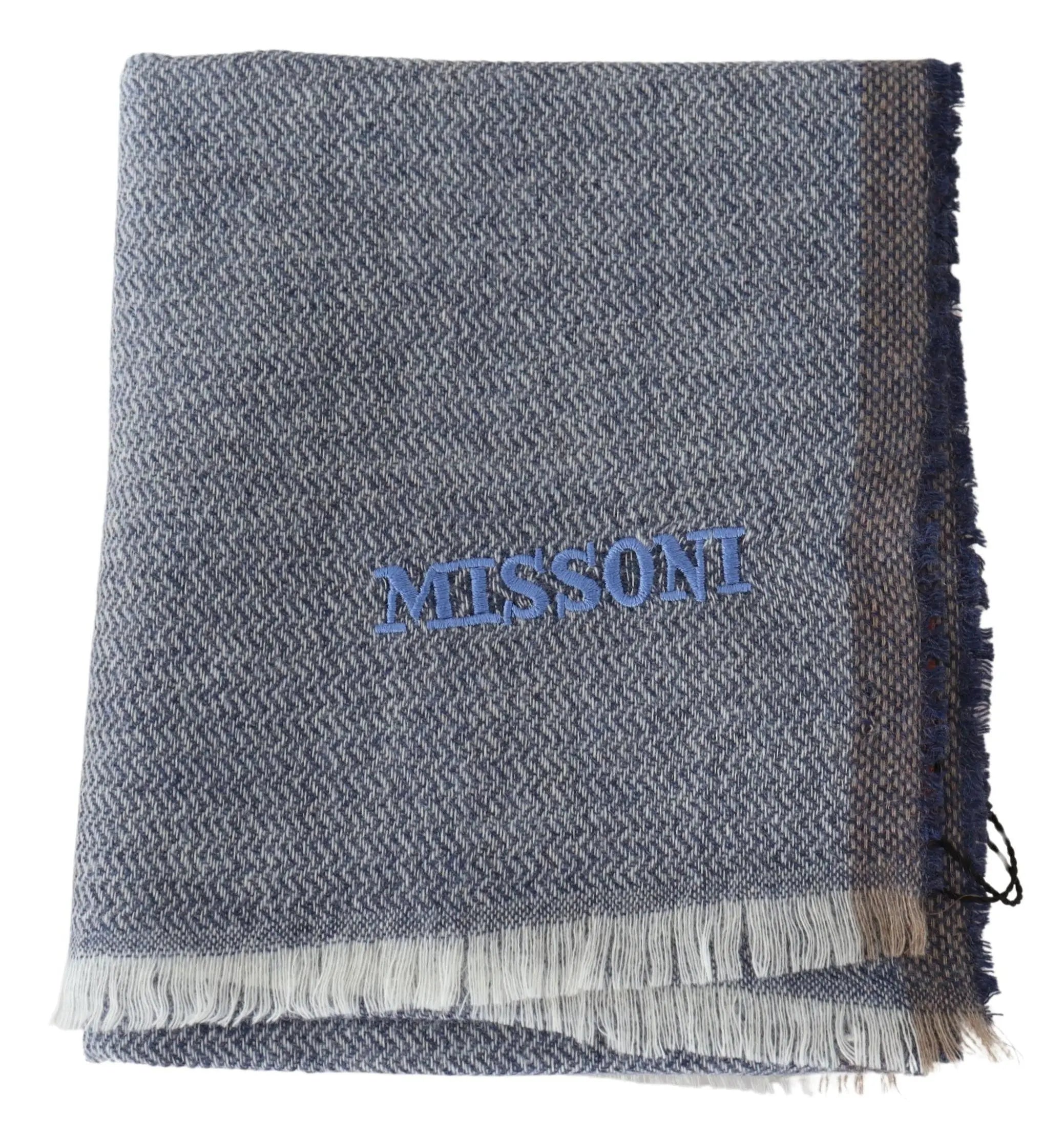Missoni Gray Striped Wool Unisex Neck Wrap Fringes Scarf Missoni