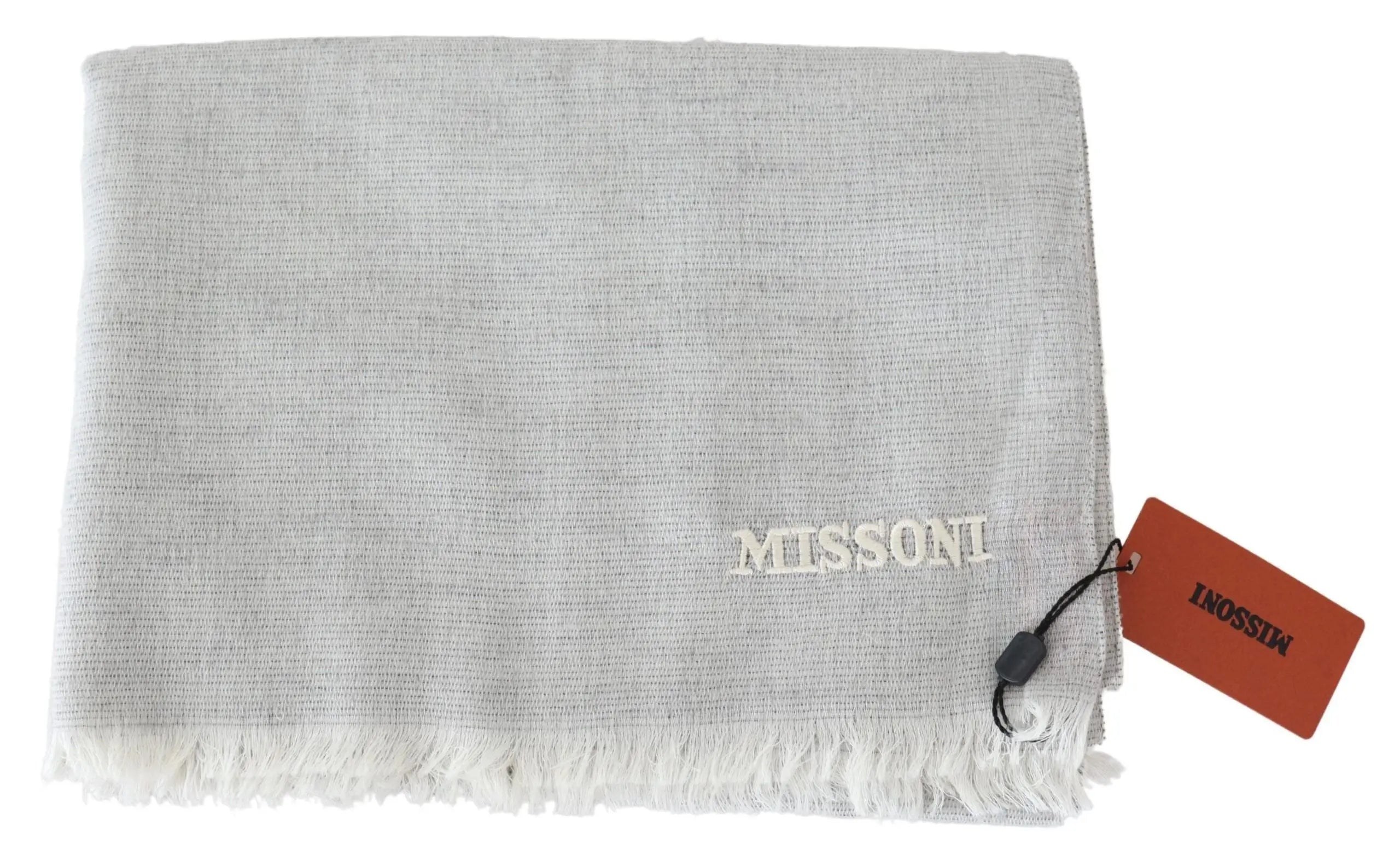 Missoni Gray Wool Knit Unisex Neck Wrap Scarf Missoni