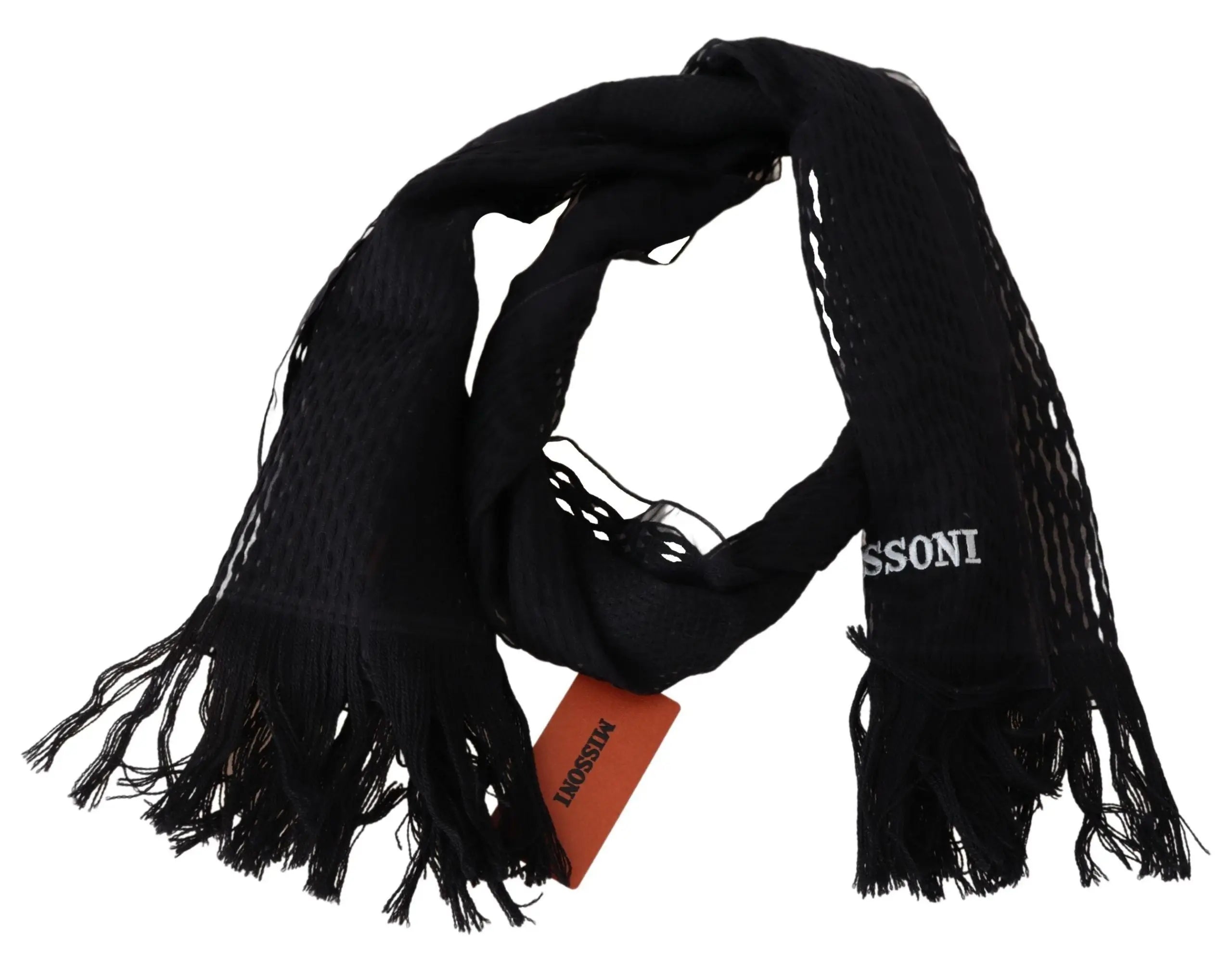 Missoni Black Wool Unisex Neck Warmer Wrap Scarf Missoni