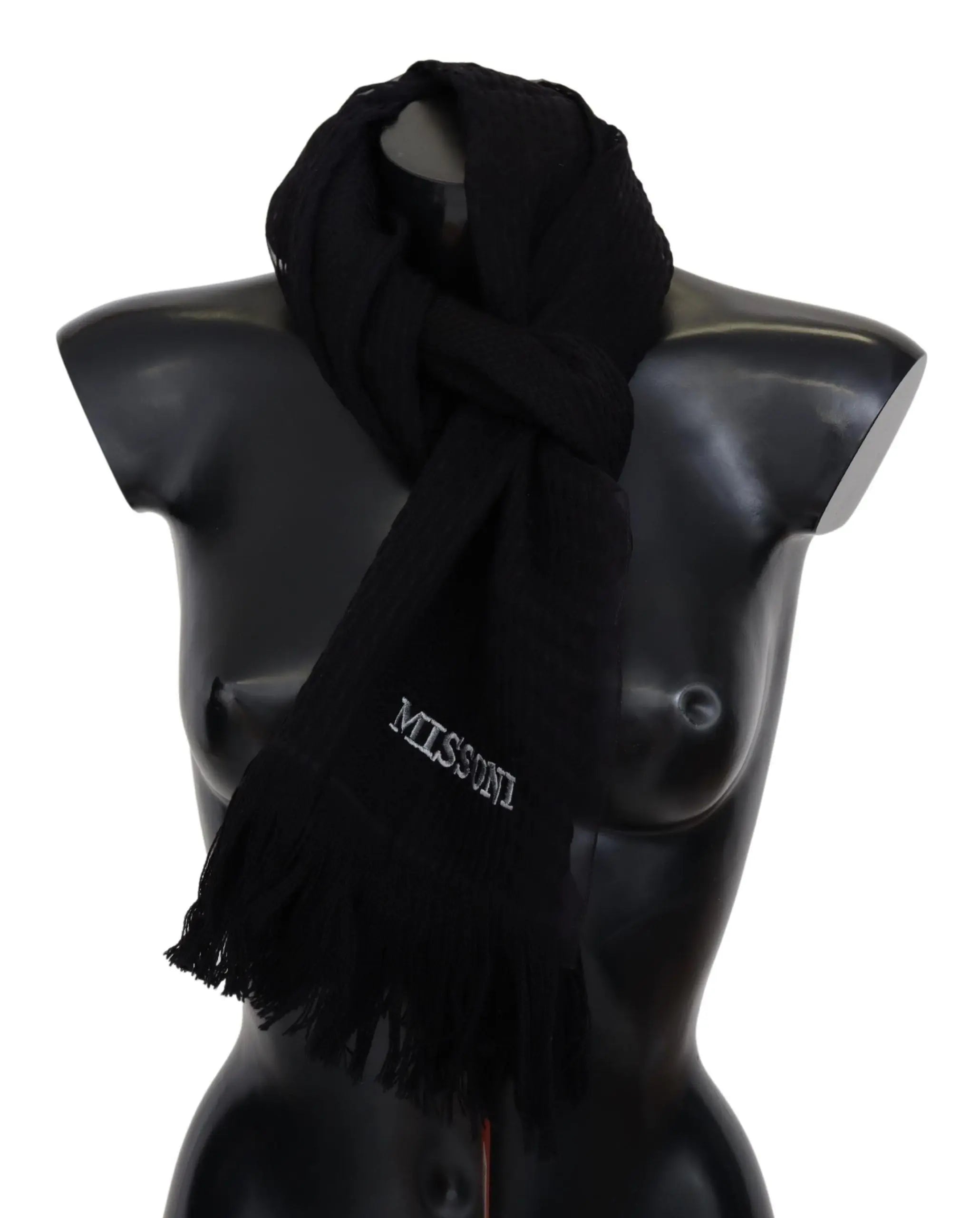 Missoni Black Wool Unisex Neck Warmer Wrap Scarf Missoni