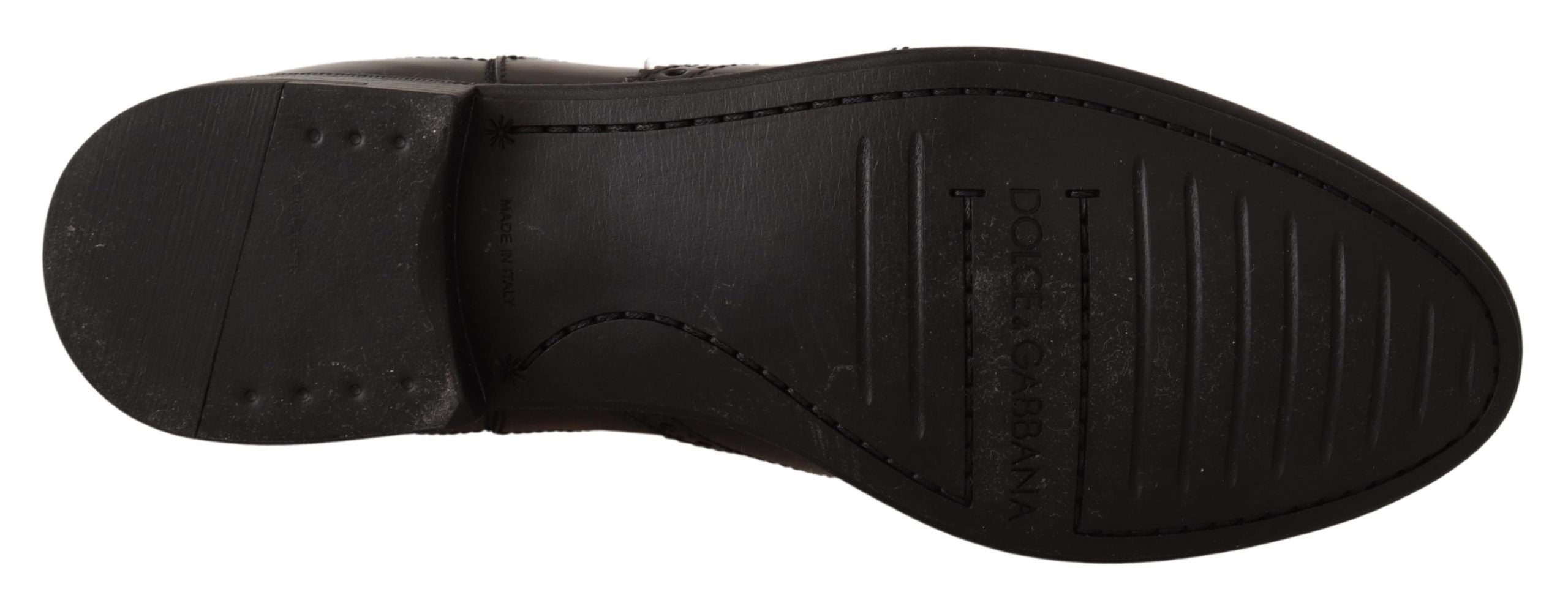 Dolce & Gabbana Black Leather Ankle High Flat Boots Shoes Dolce & Gabbana