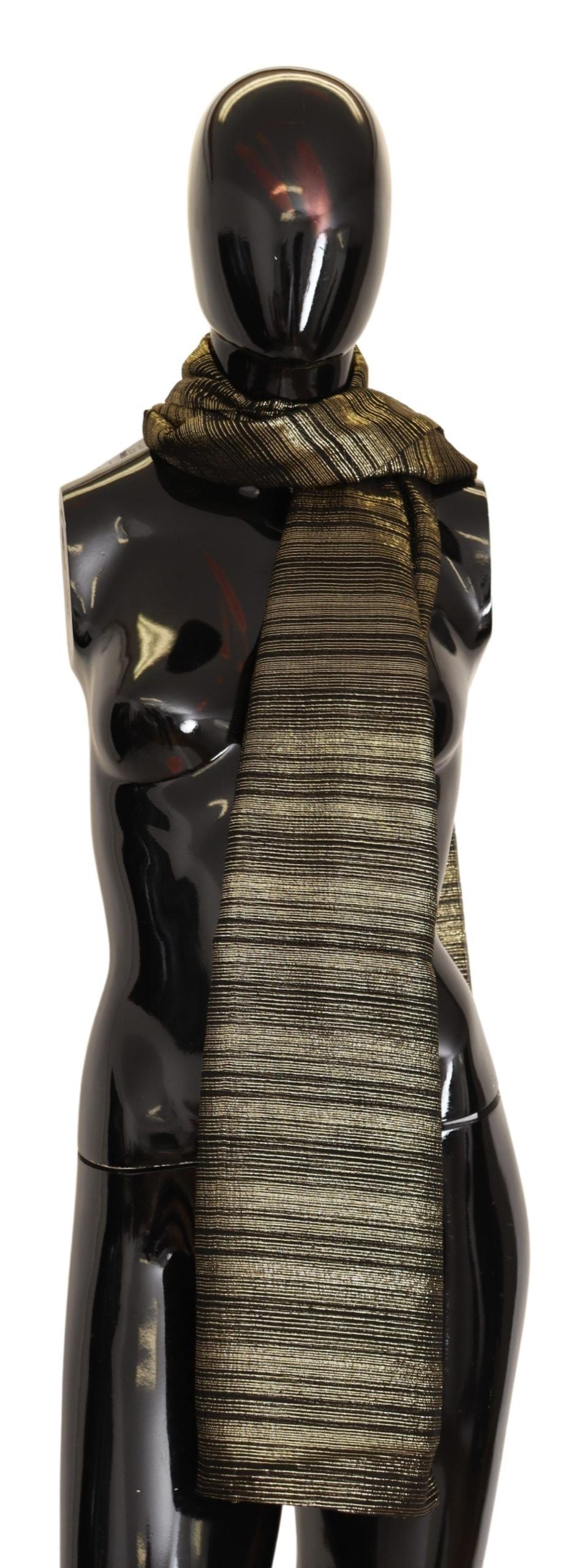 Dolce & Gabbana Metallic Gold Silk Stretch Shawl Wrap Scarf Dolce & Gabbana