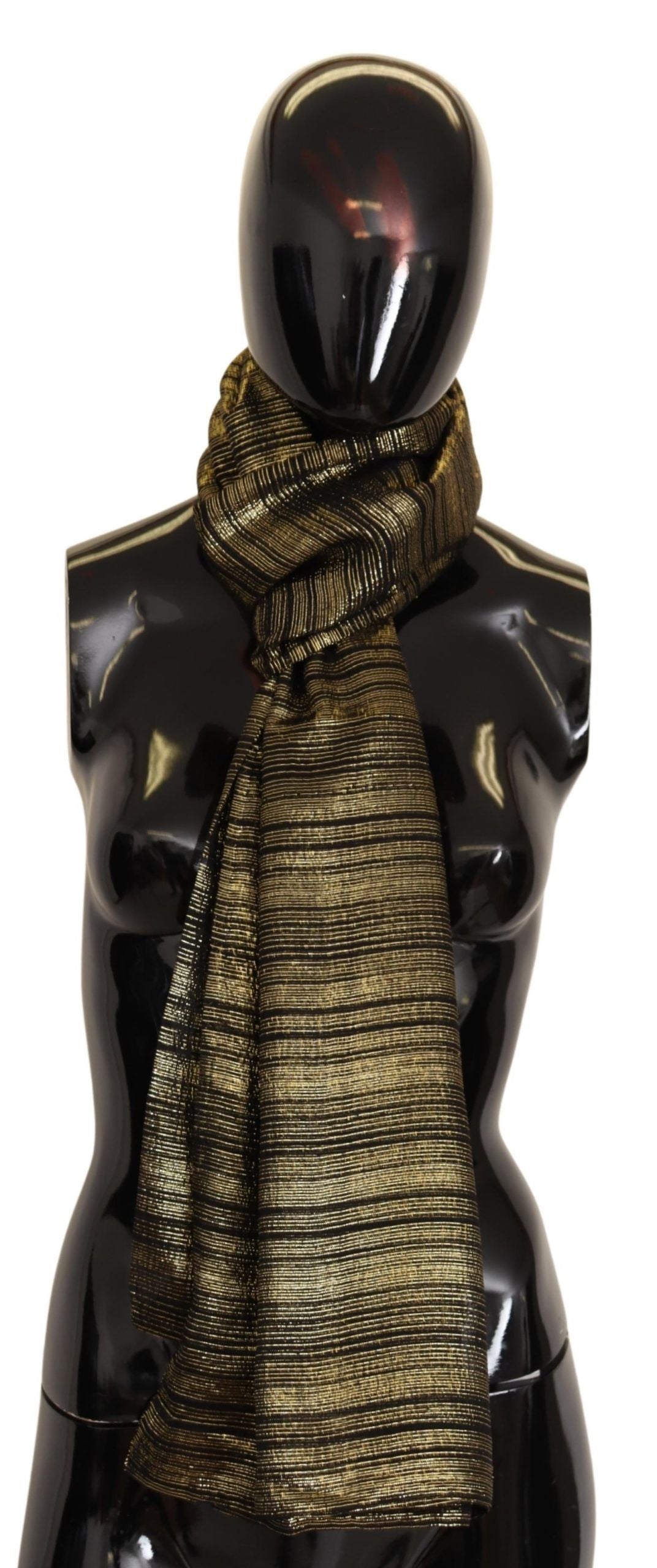 Dolce & Gabbana Metallic Gold Silk Stretch Shawl Wrap Scarf Dolce & Gabbana