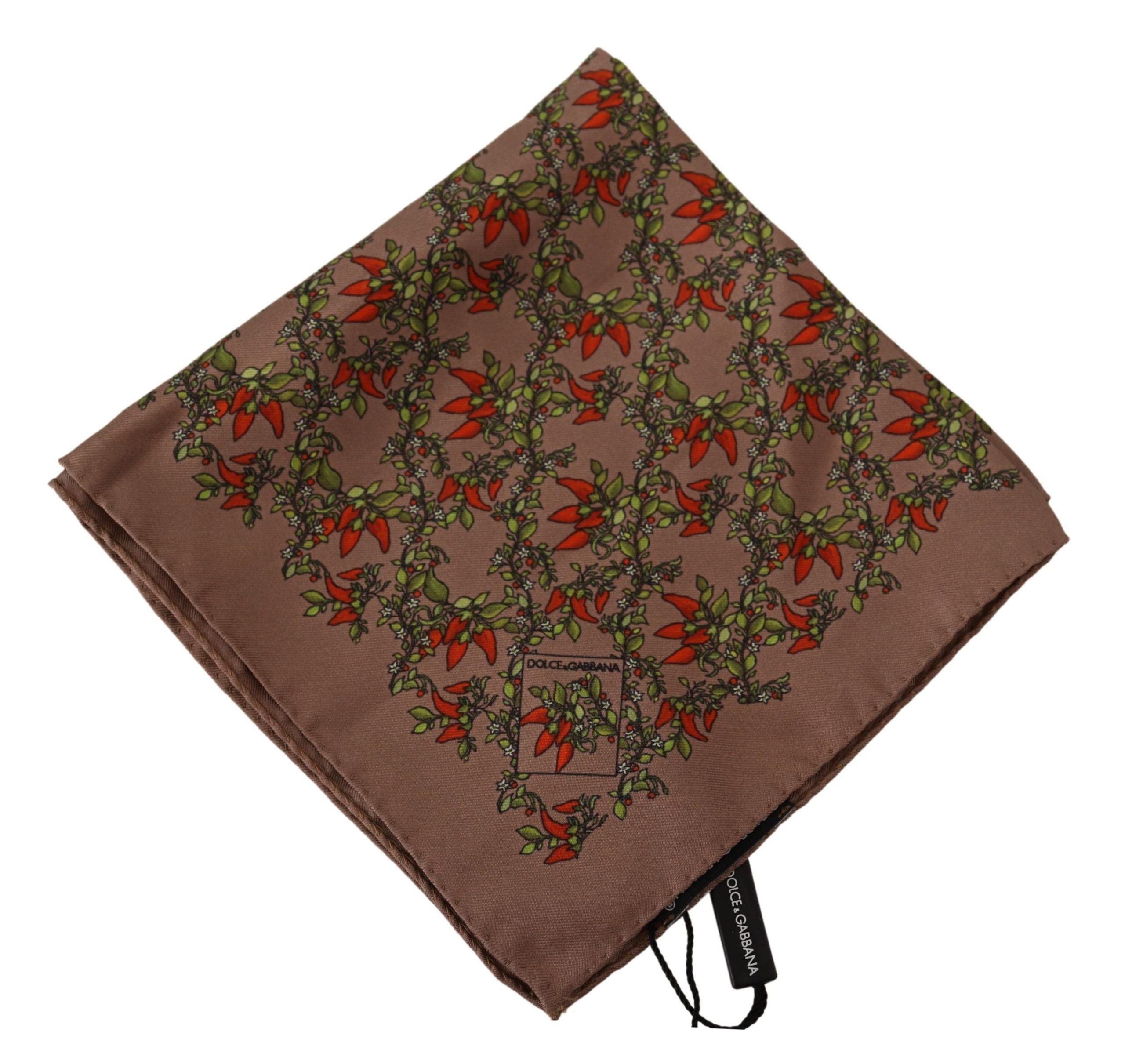 Dolce & Gabbana Brown Carrots Print Silk Handkerchief Dolce & Gabbana
